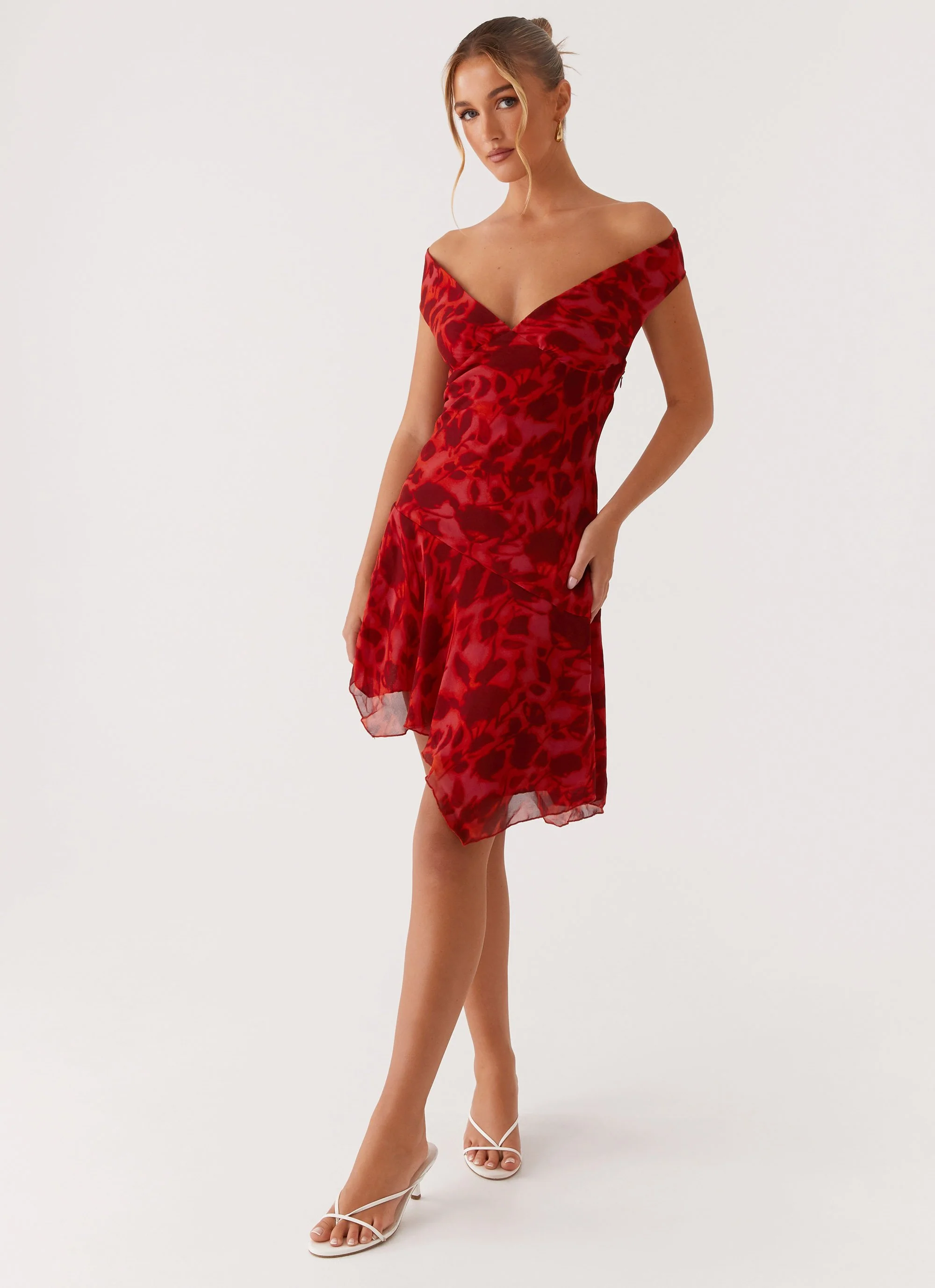 Alma Mini Dress - Deep Red Floral - Image 6