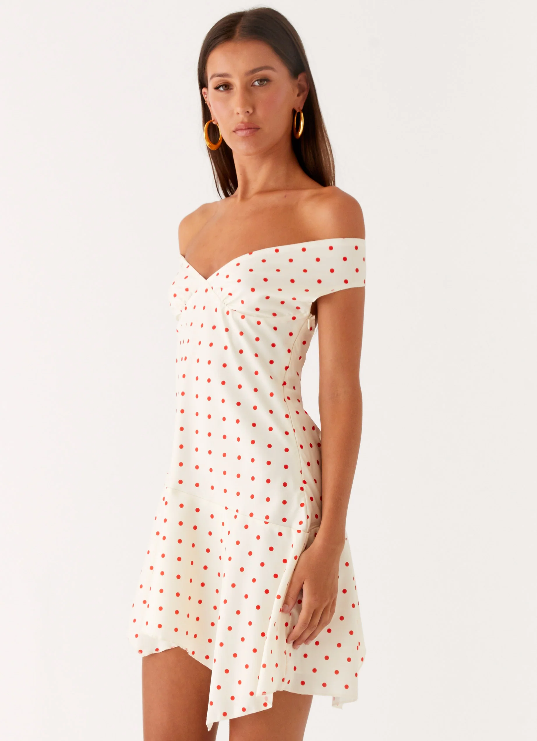 Alma Mini Dress - White Red Polka Dot - Image 2
