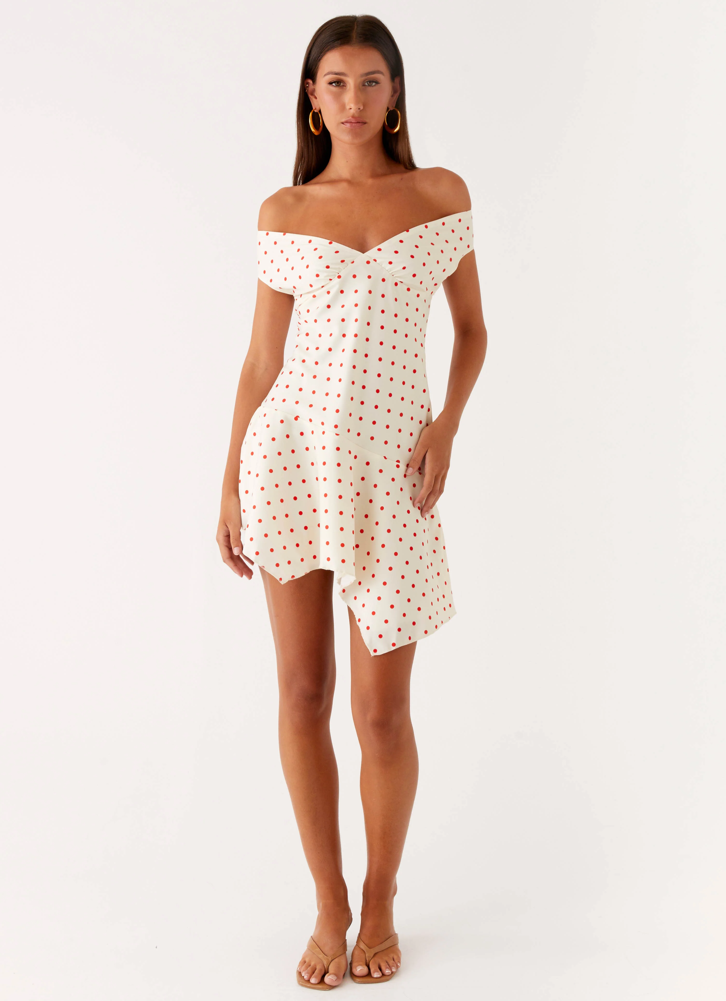 Alma Mini Dress - White Red Polka Dot - Image 4