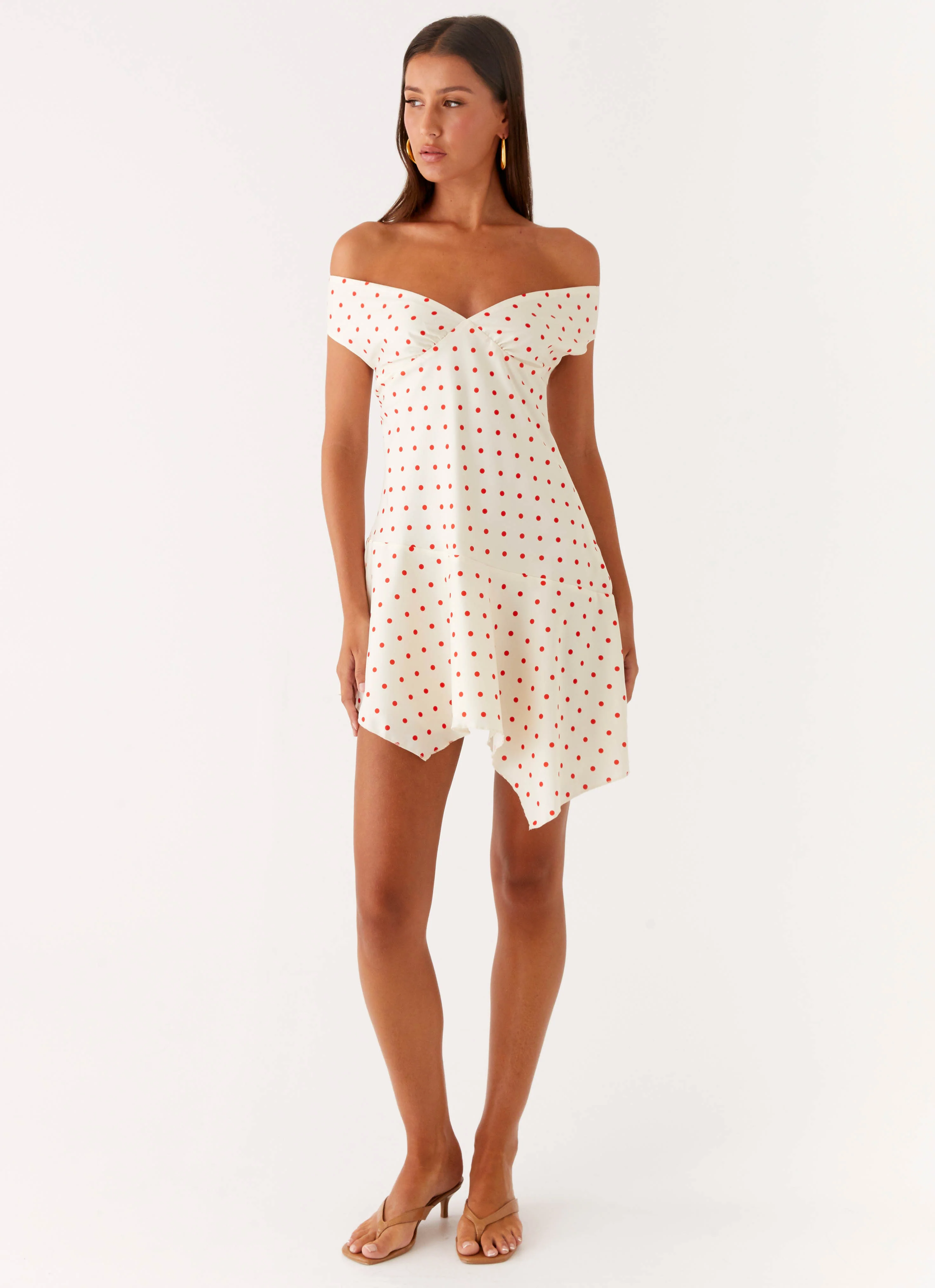 Alma Mini Dress - White Red Polka Dot - Image 5