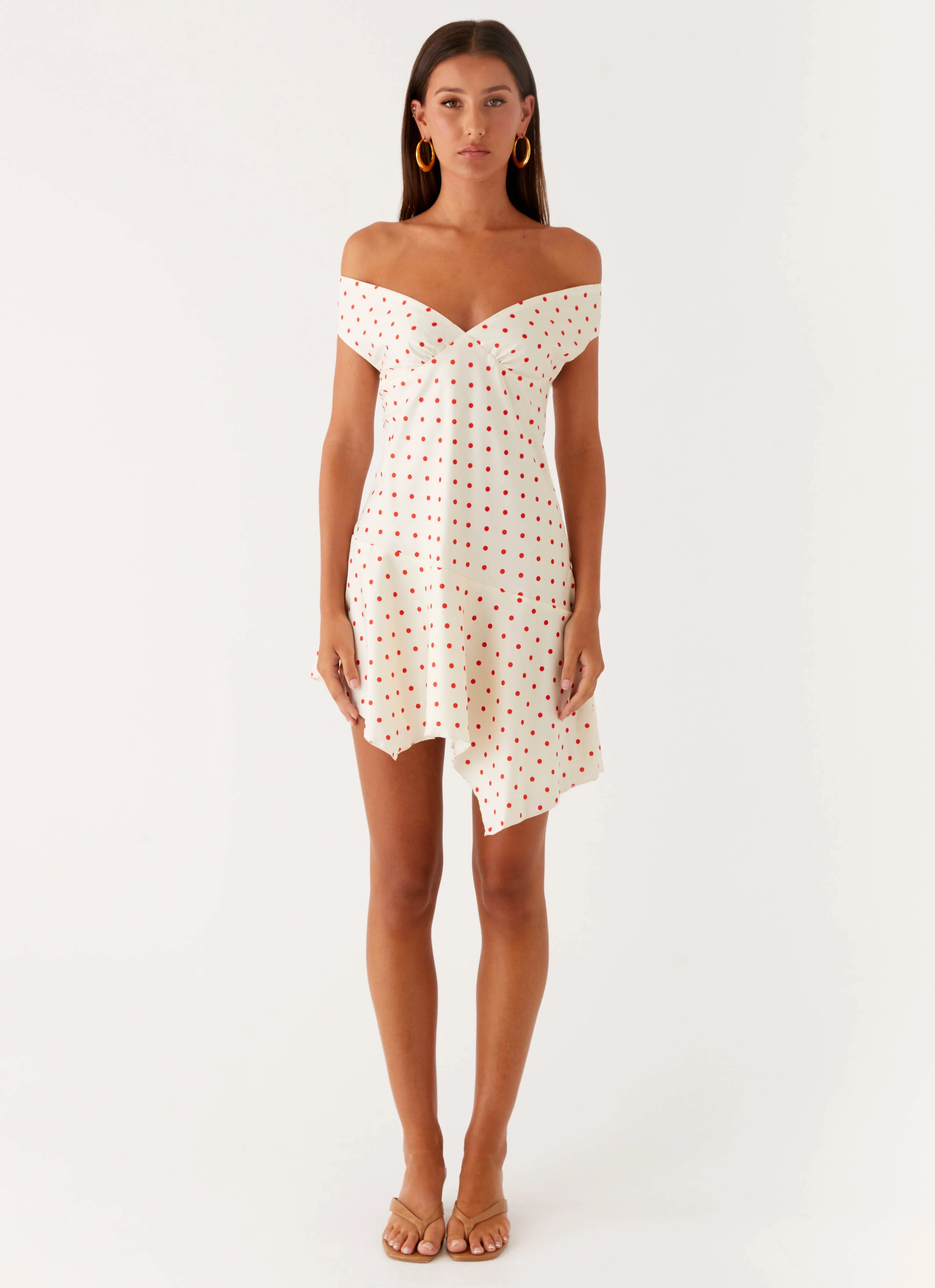 Alma Mini Dress - White Red Polka Dot - Image 6