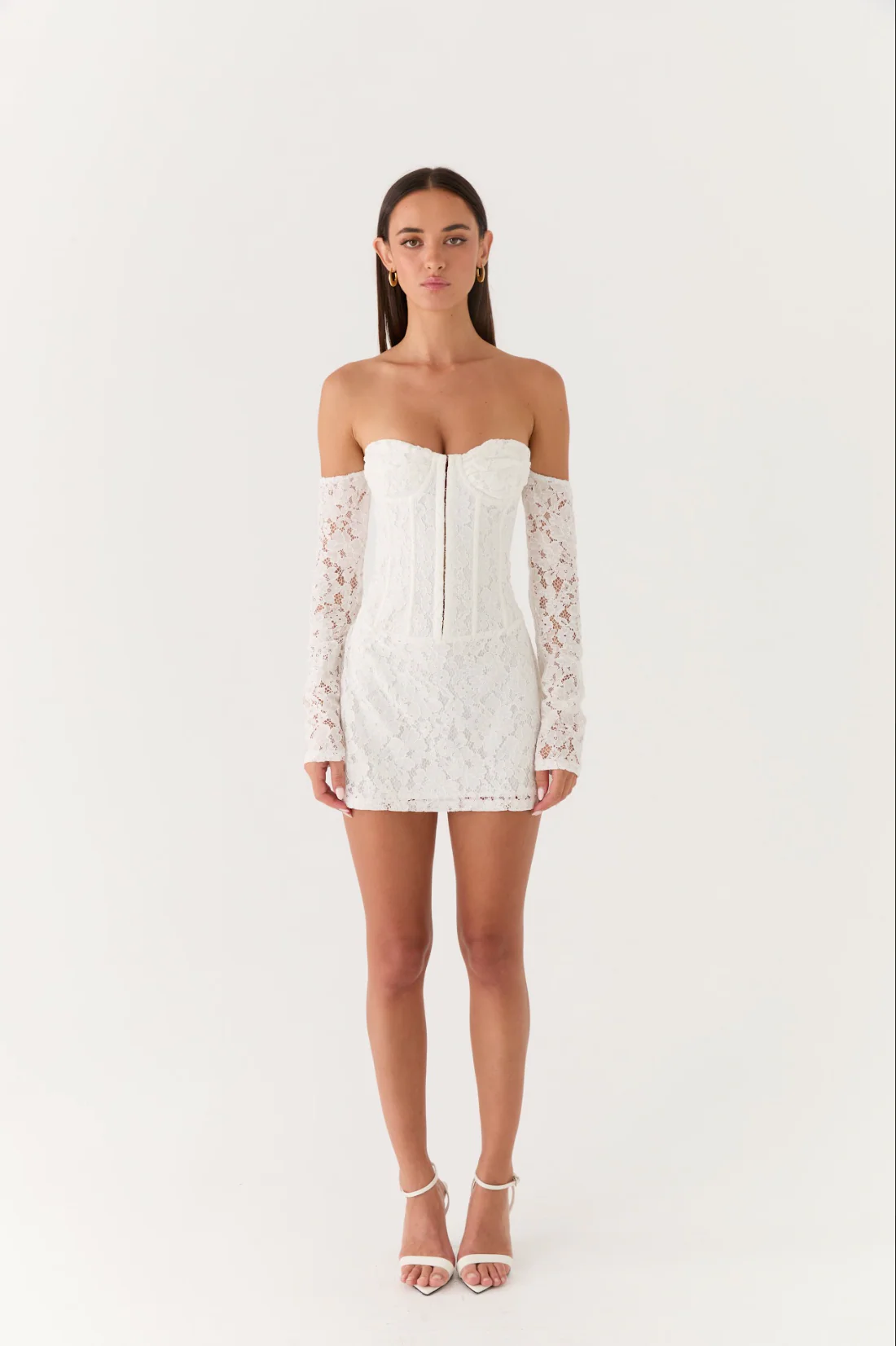 Already Know Lace Long Sleeve Mini Dress - White - Image 9