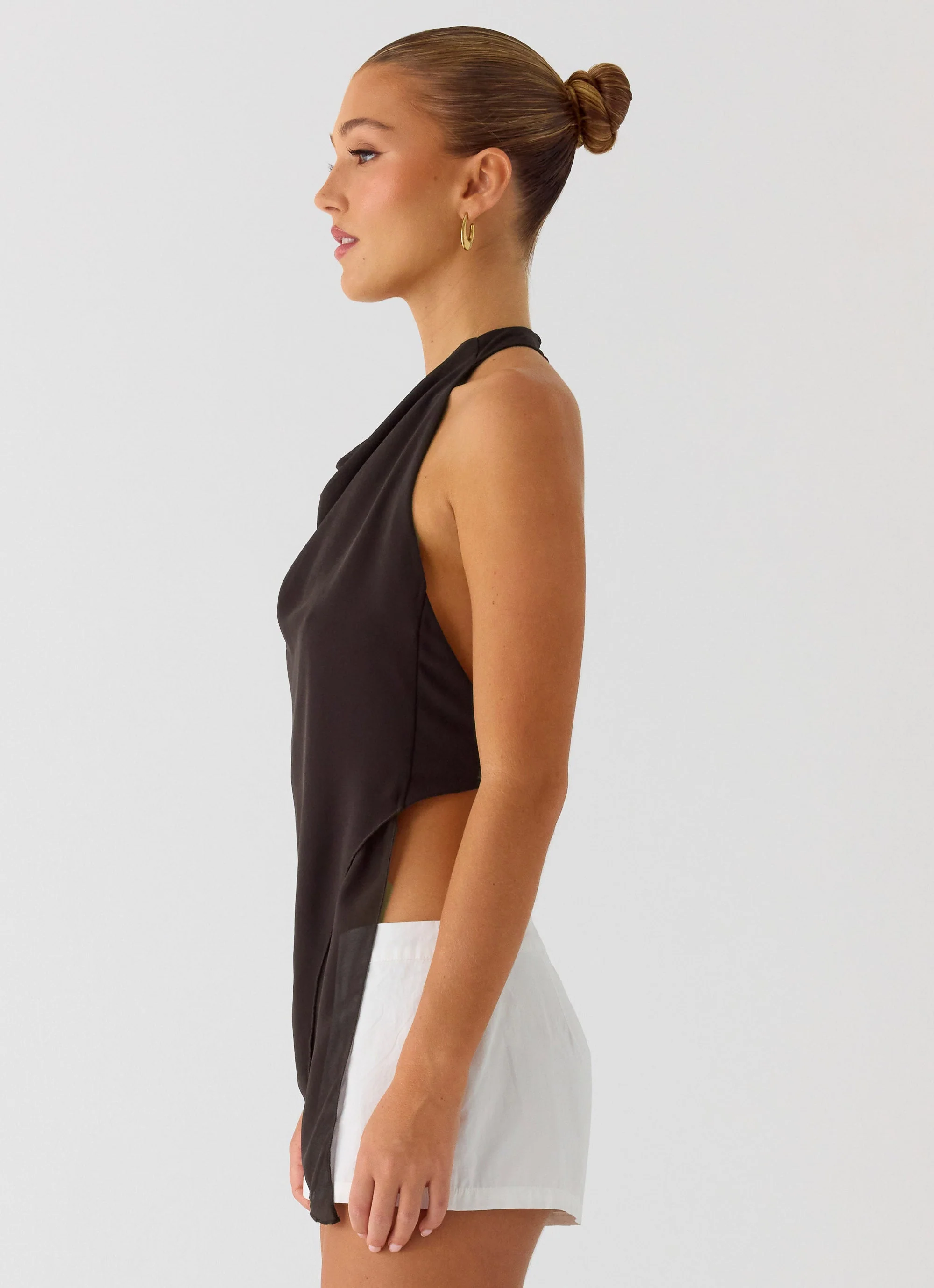 Altego Layered Backless Top - Cool Chocolate - Image 2