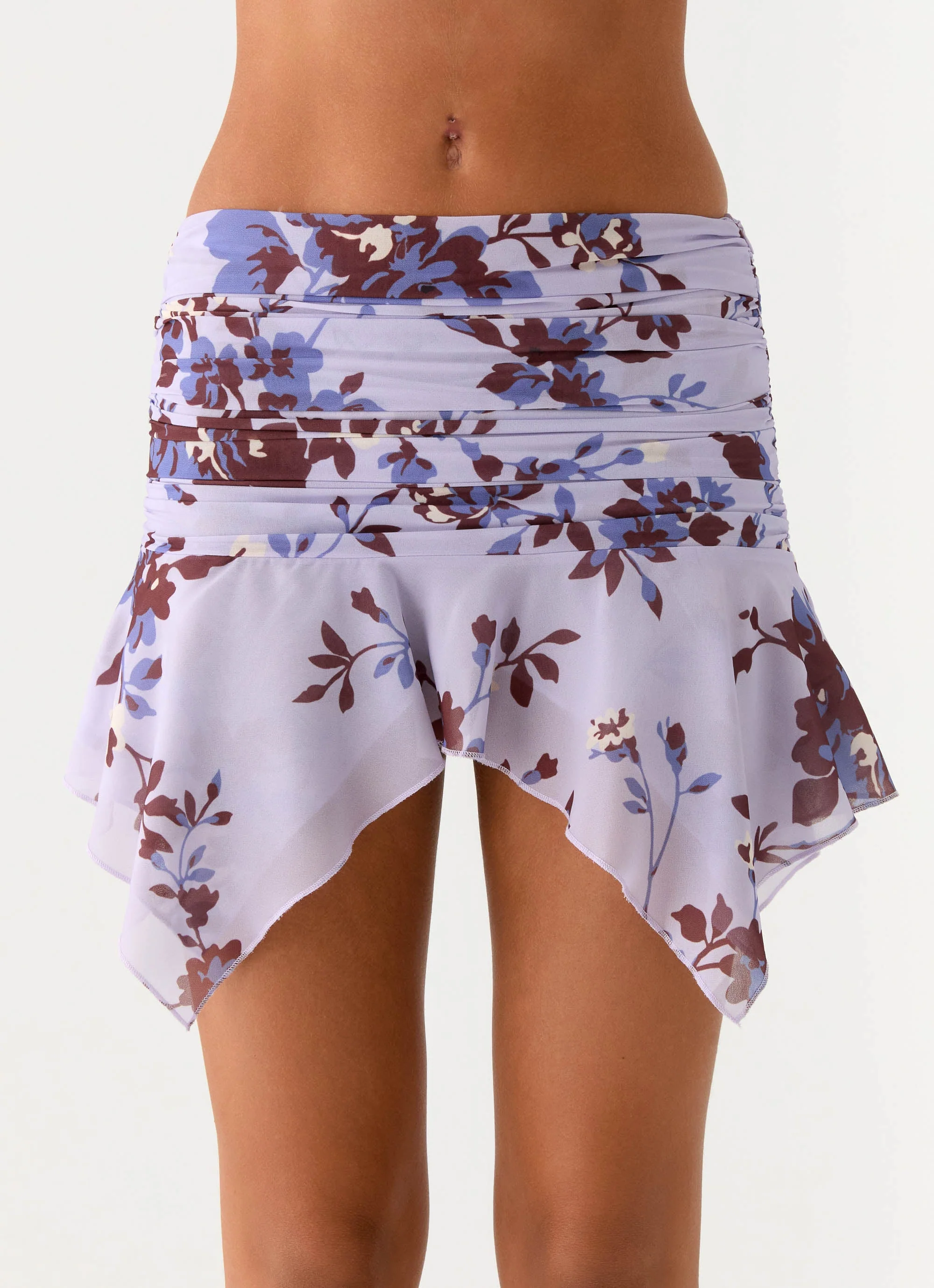 Altego Low Rise Hanky Mini Skirt - Antique Lilac Floral - Image 5