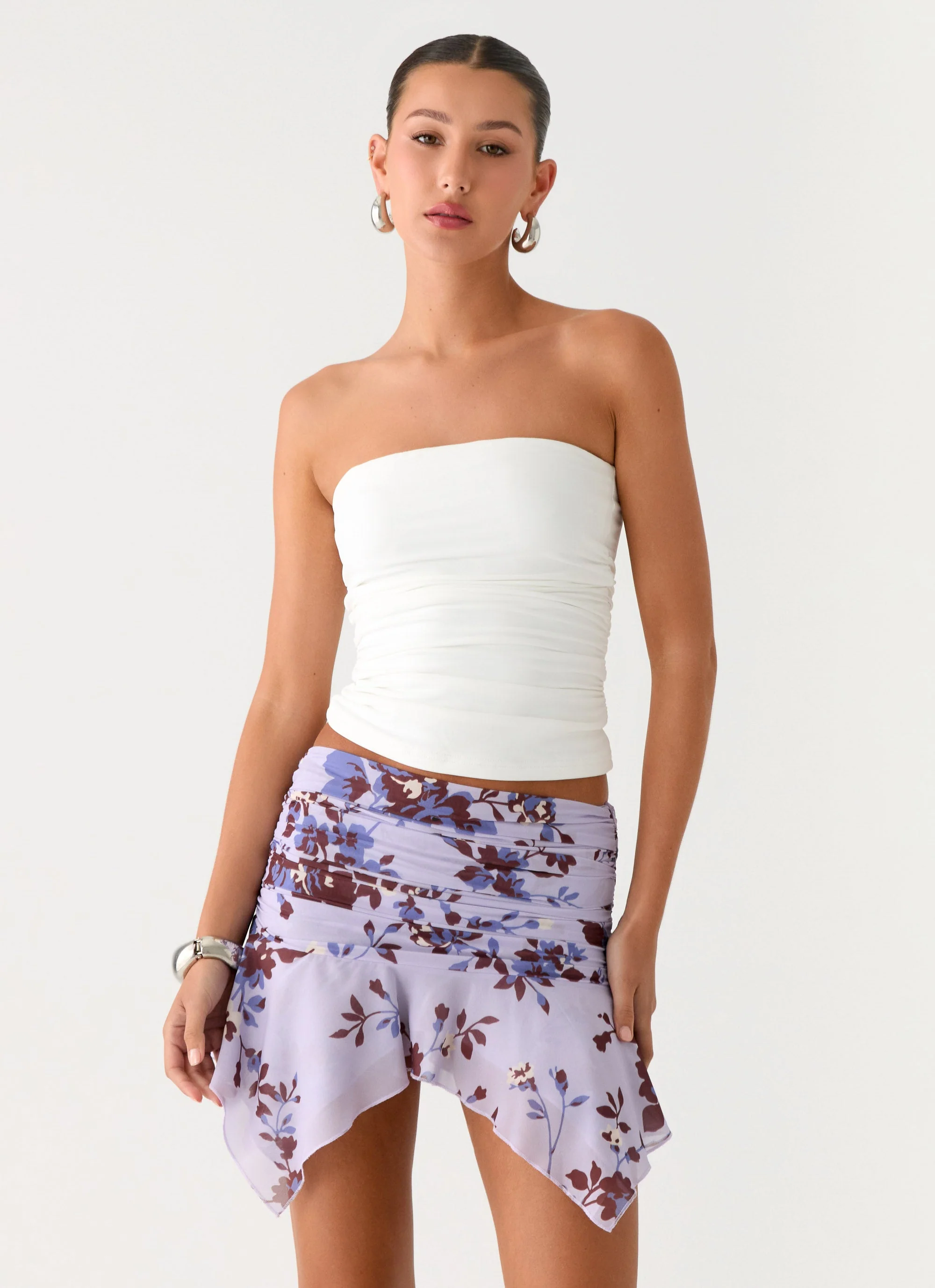 Altego Low Rise Hanky Mini Skirt - Antique Lilac Floral - Image 6