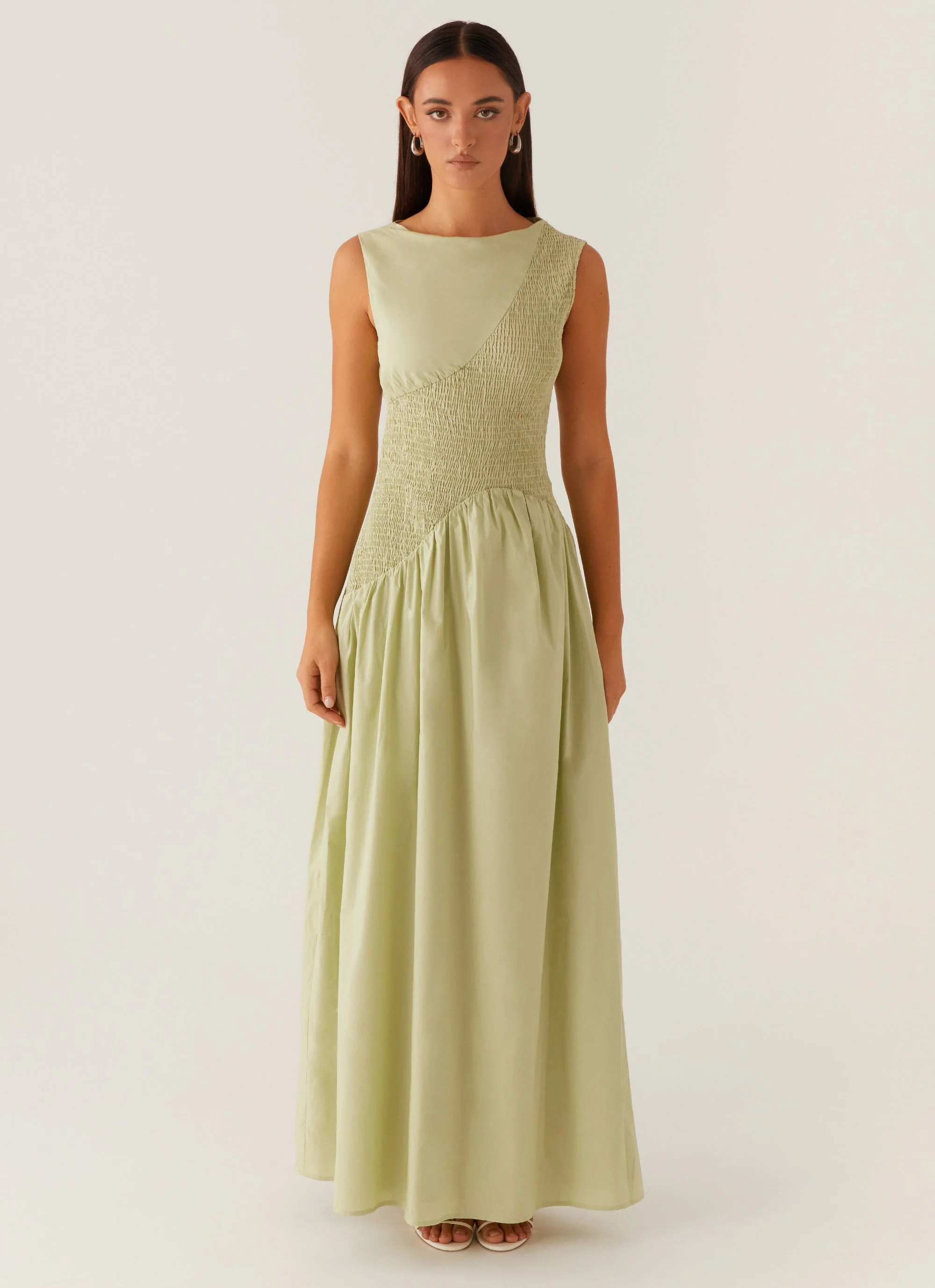 Altitude Shirred Maxi Dress - Pastel Green - Image 2