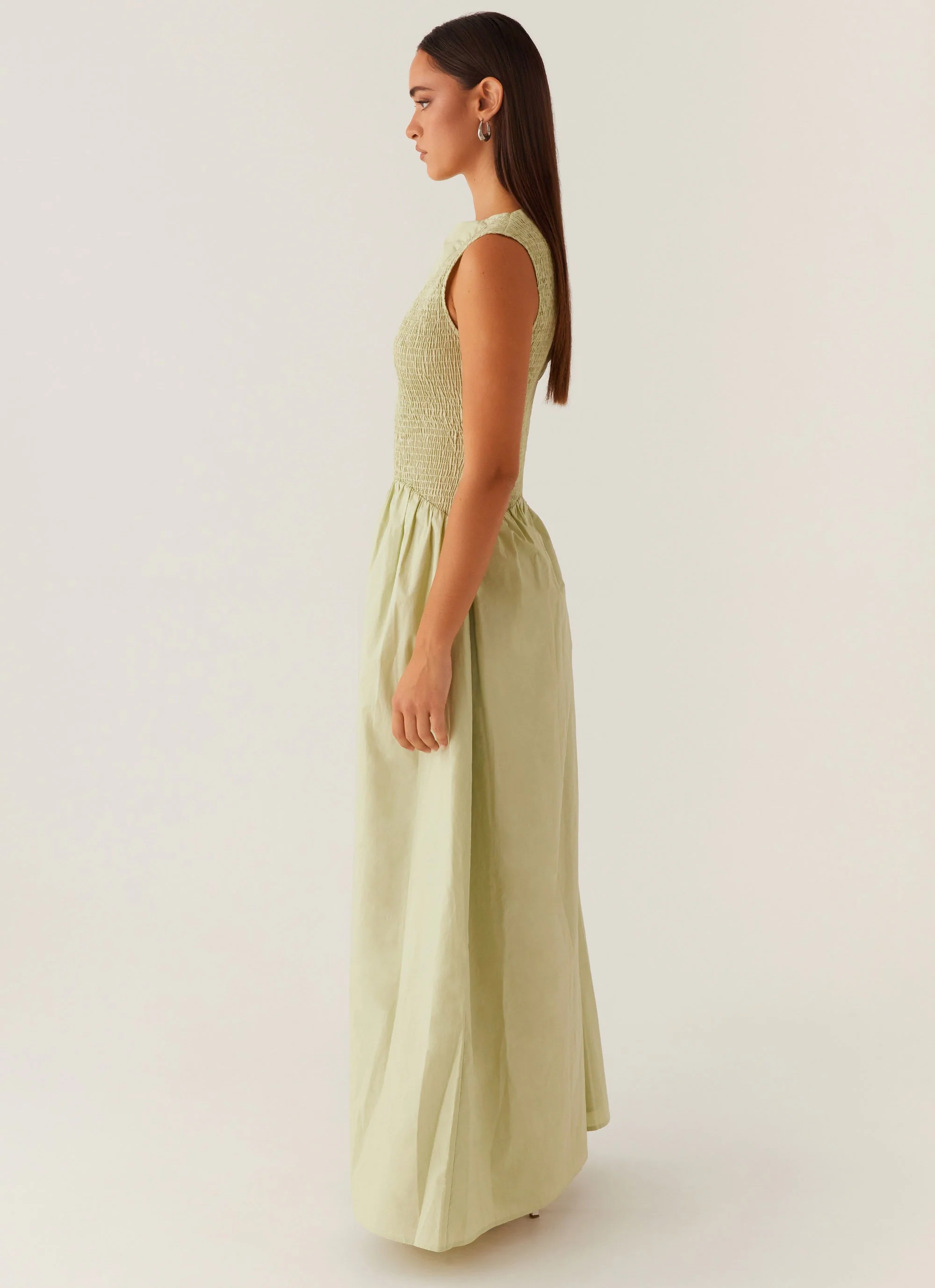 Altitude Shirred Maxi Dress - Pastel Green - Image 3