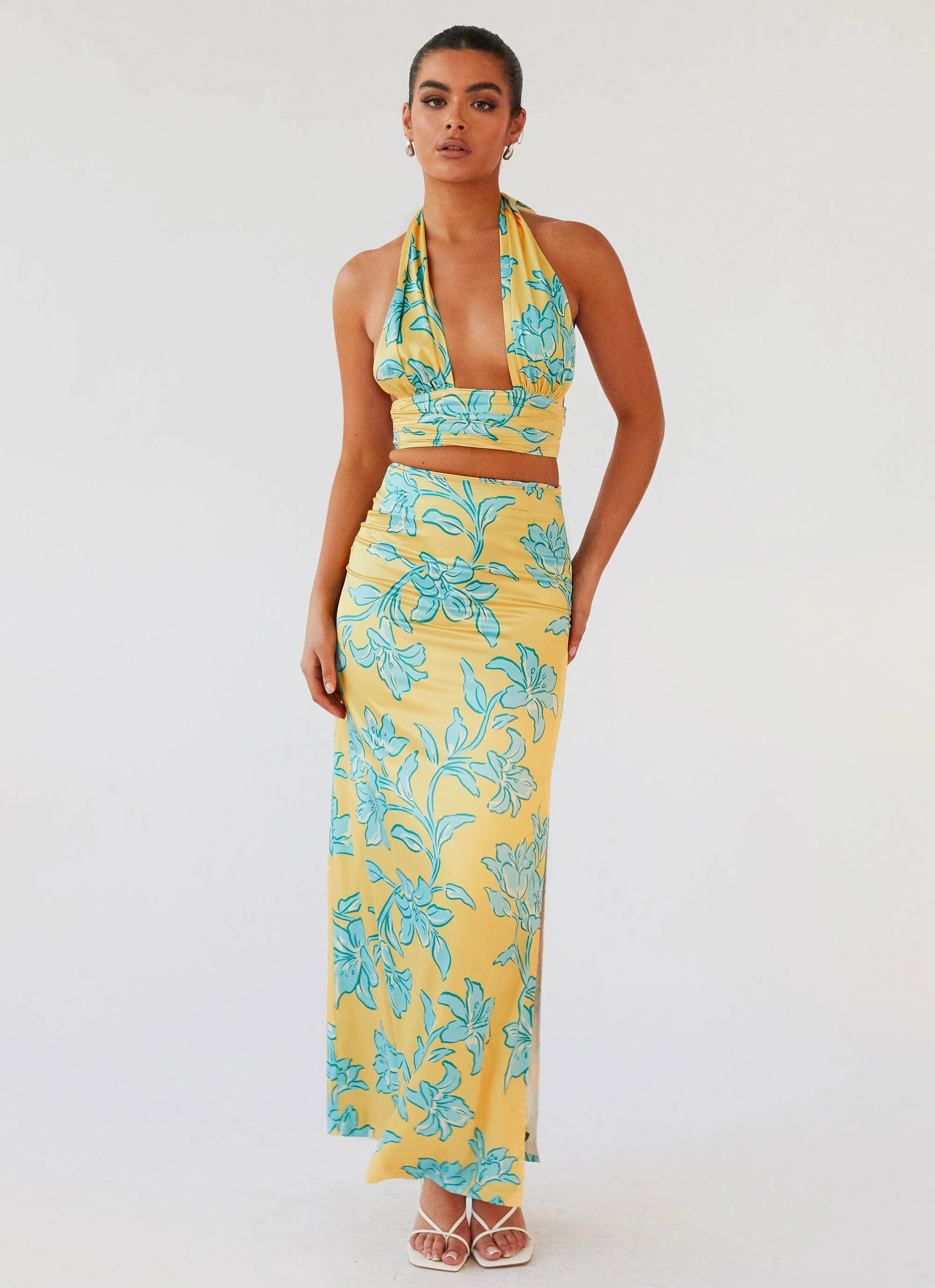 Amalia Wrap Crop Top - Golden Bloom - Image 2
