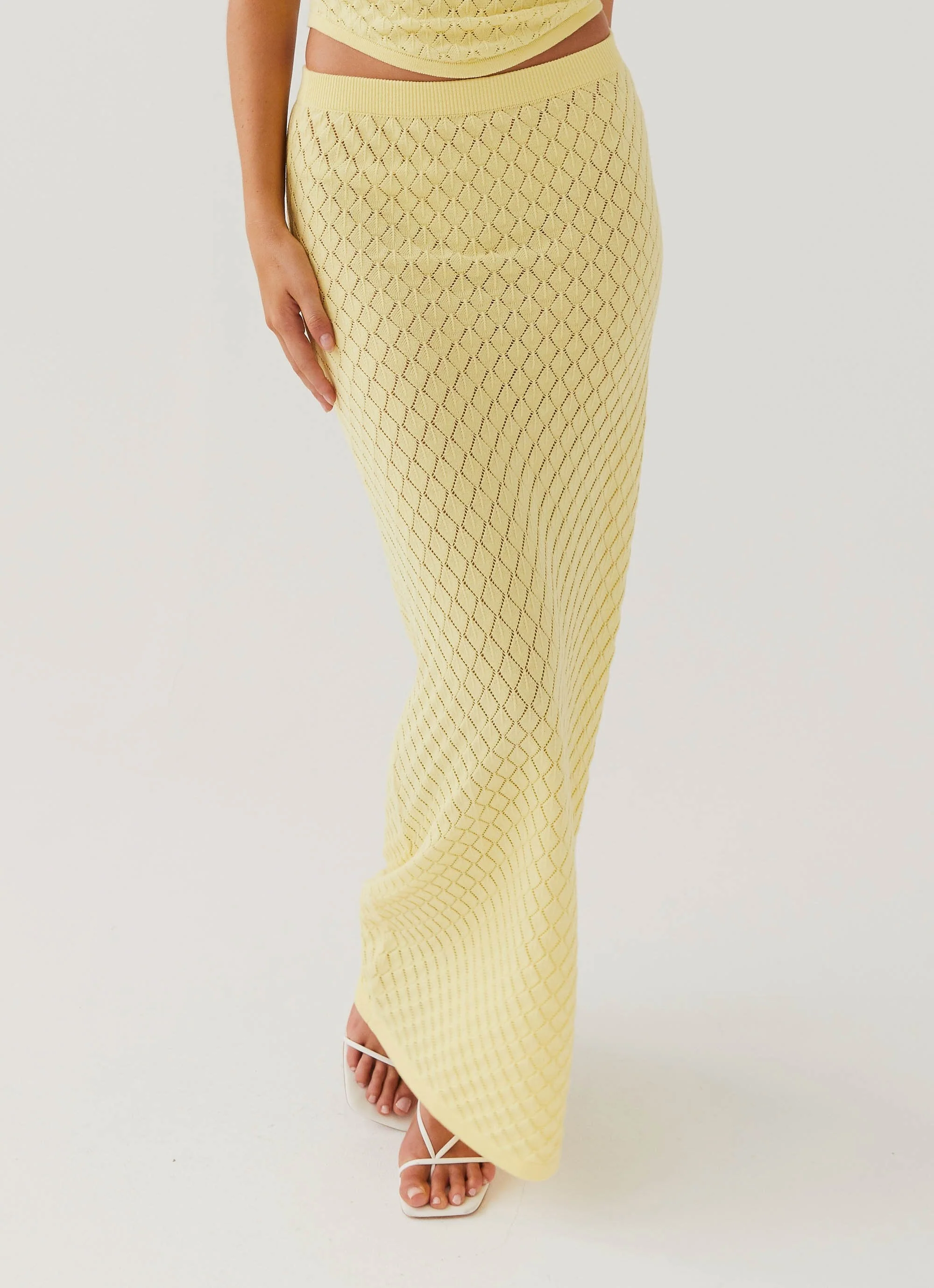 Amanza Knit Maxi Skirt - Lemon - Image 3