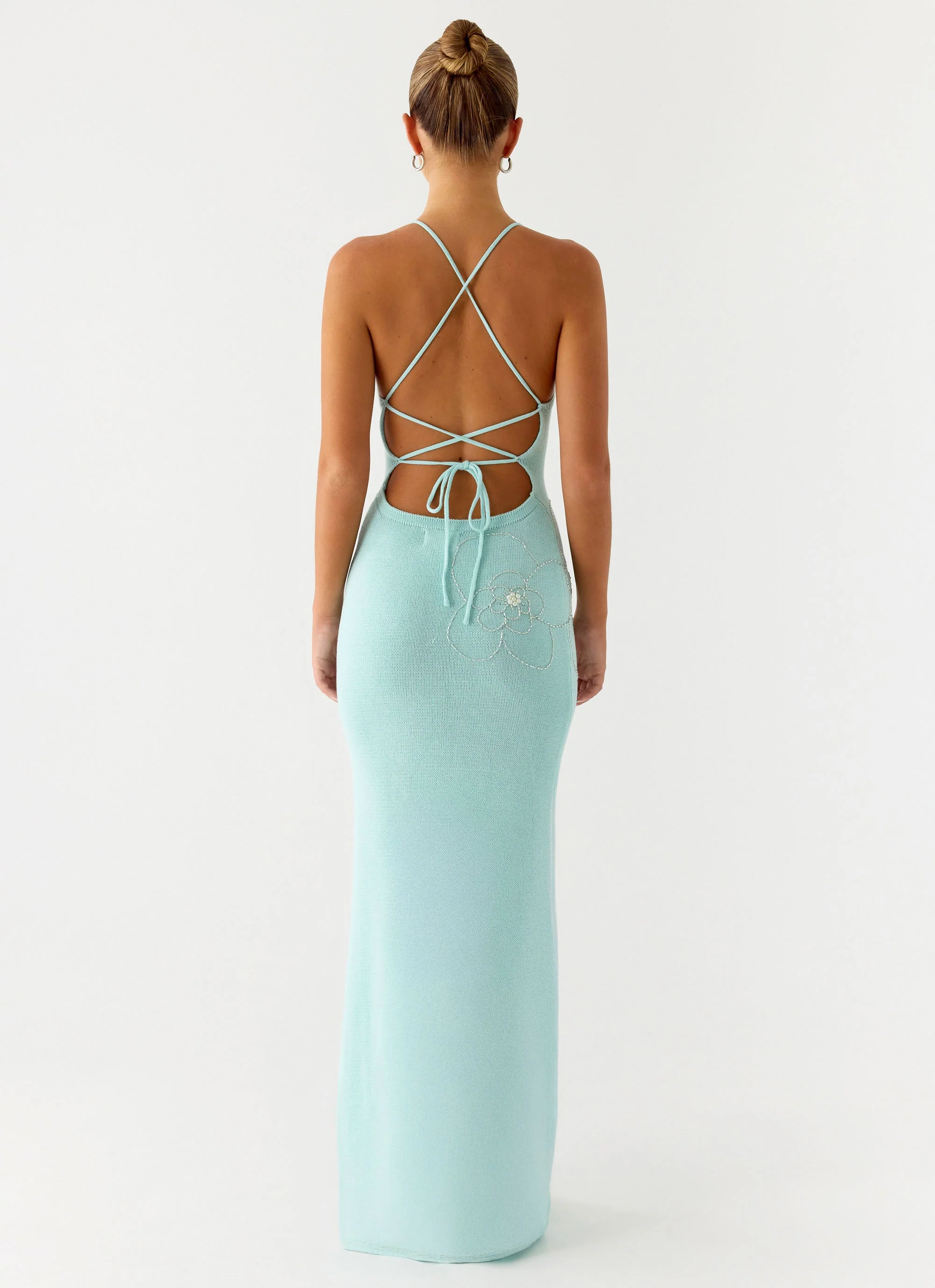 Amaya Knit Maxi Dress - Aqua - Image 5