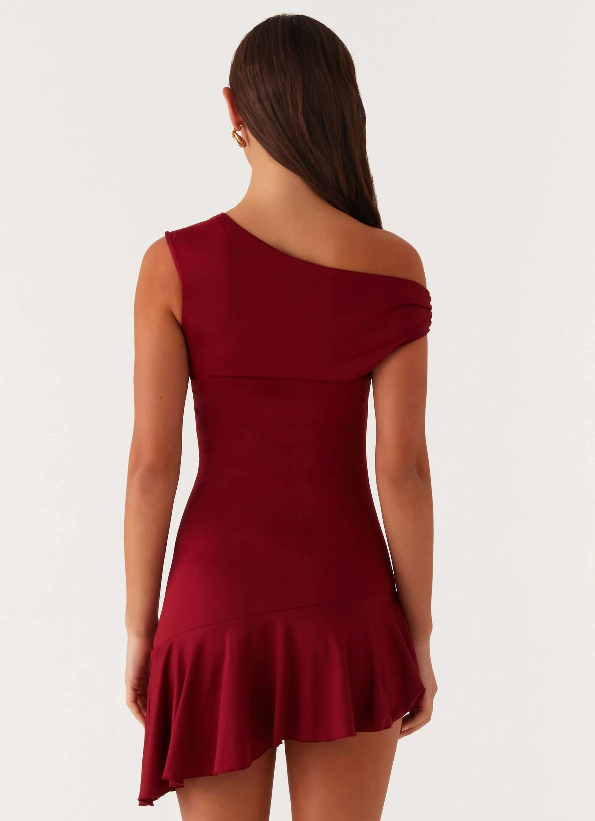 Amaya Twist Mini Dress - Maroon - Image 4