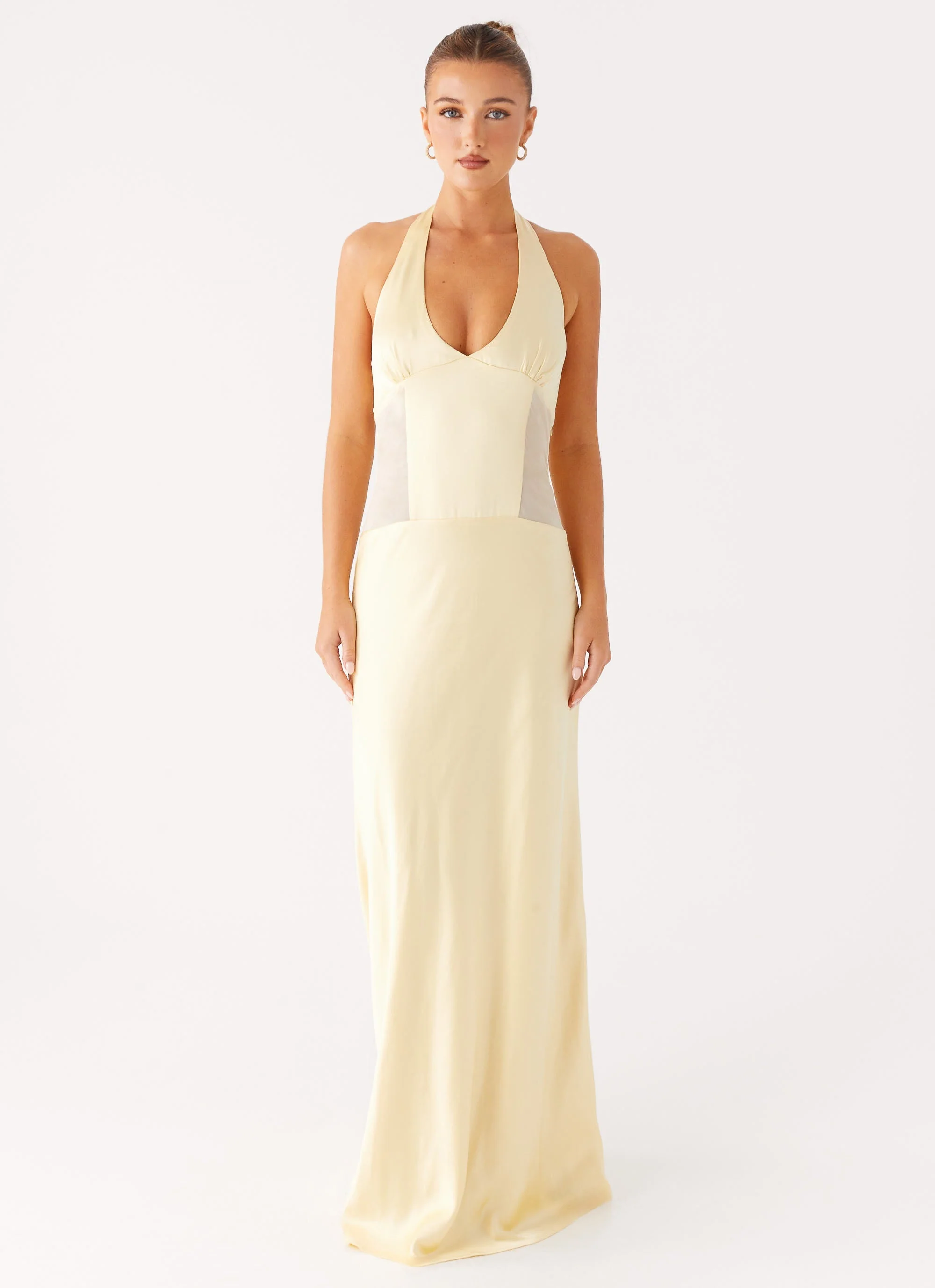 Ambre Mesh Panel Maxi Dress - Yellow - Image 5