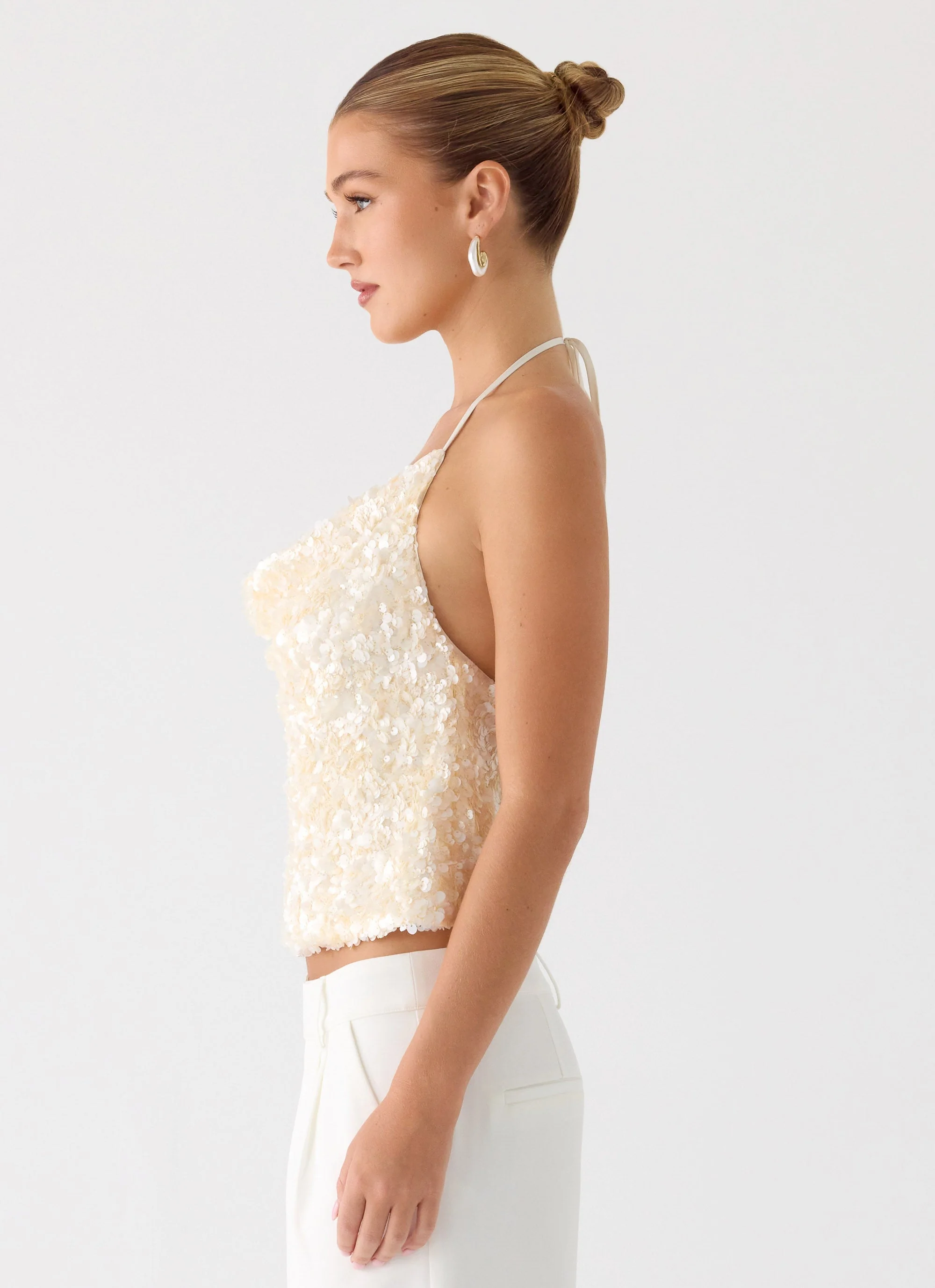 Amelita Sequin Top - Ivory - Image 3
