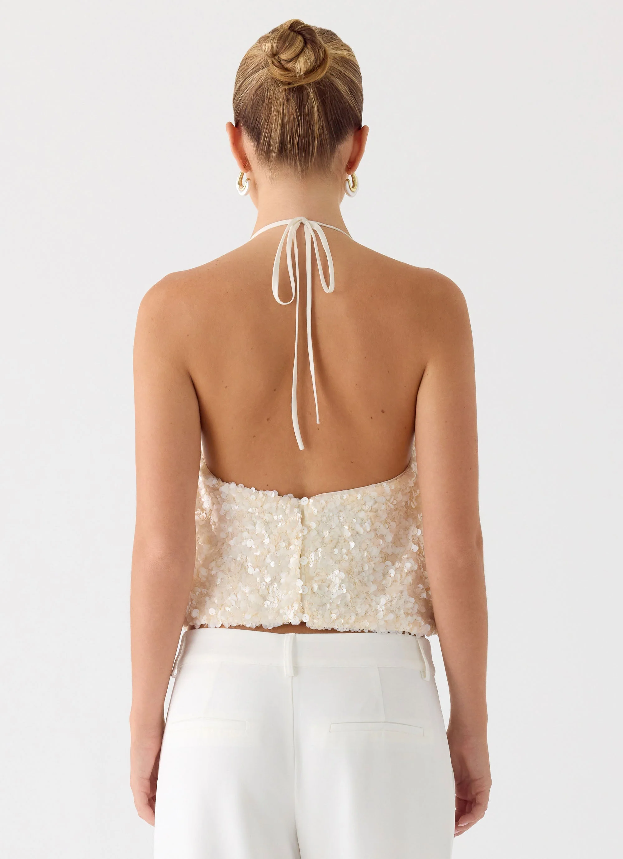 Amelita Sequin Top - Ivory - Image 4