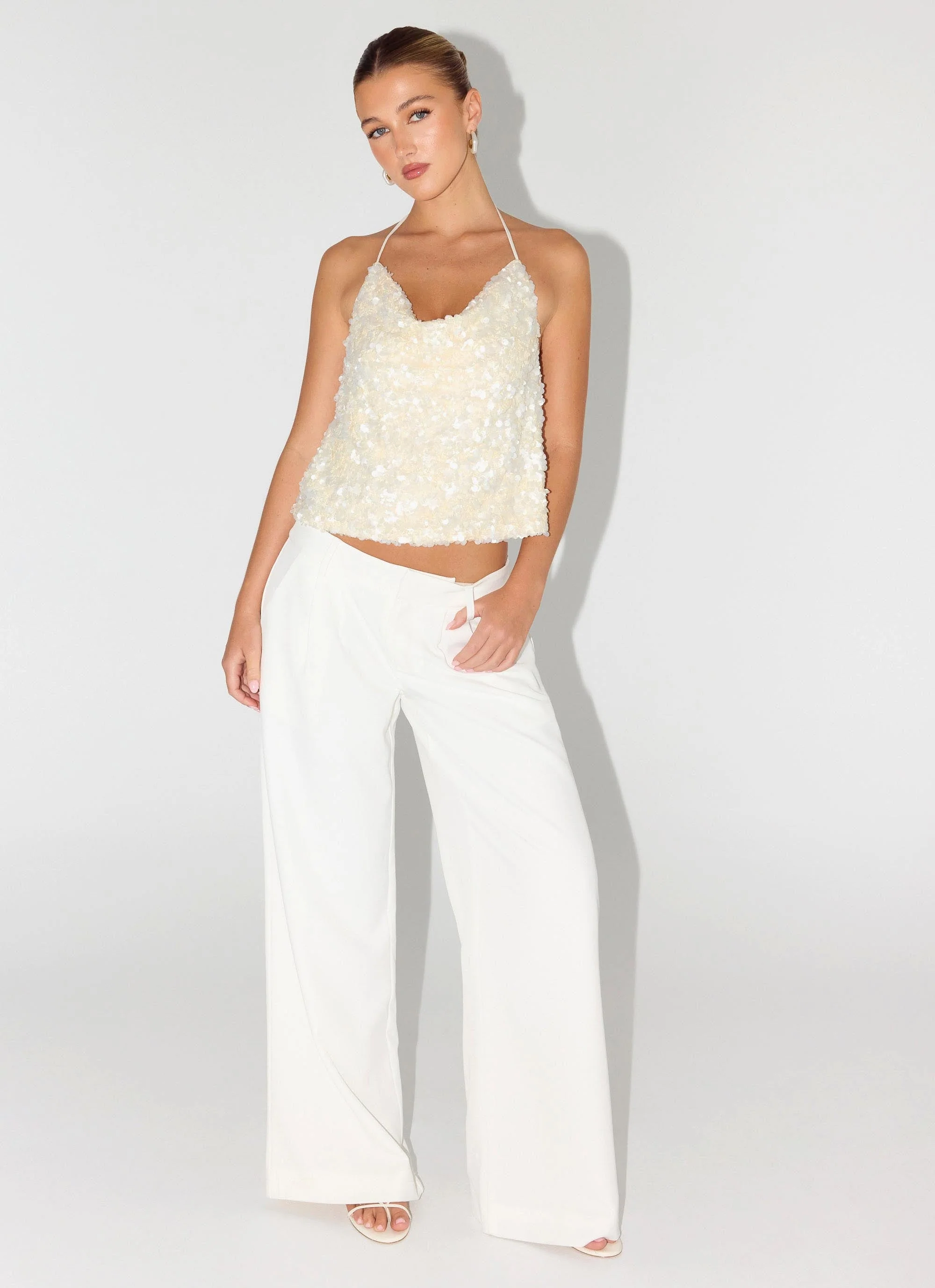 Amelita Sequin Top - Ivory - Image 5