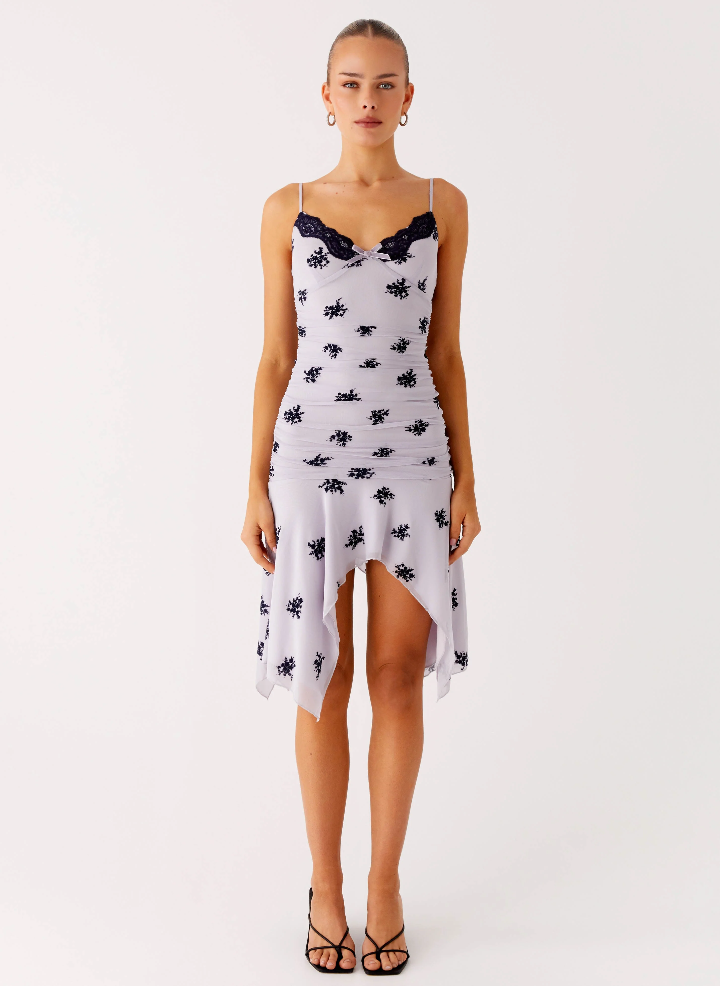 Amor Flock Hanky Mini Dress - Lilac - Image 2