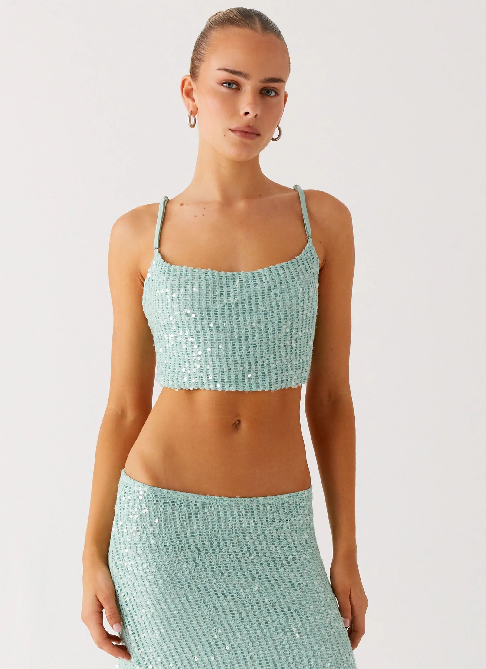 Amoura Sequin Cowl Top - Mint Sage - Image 5
