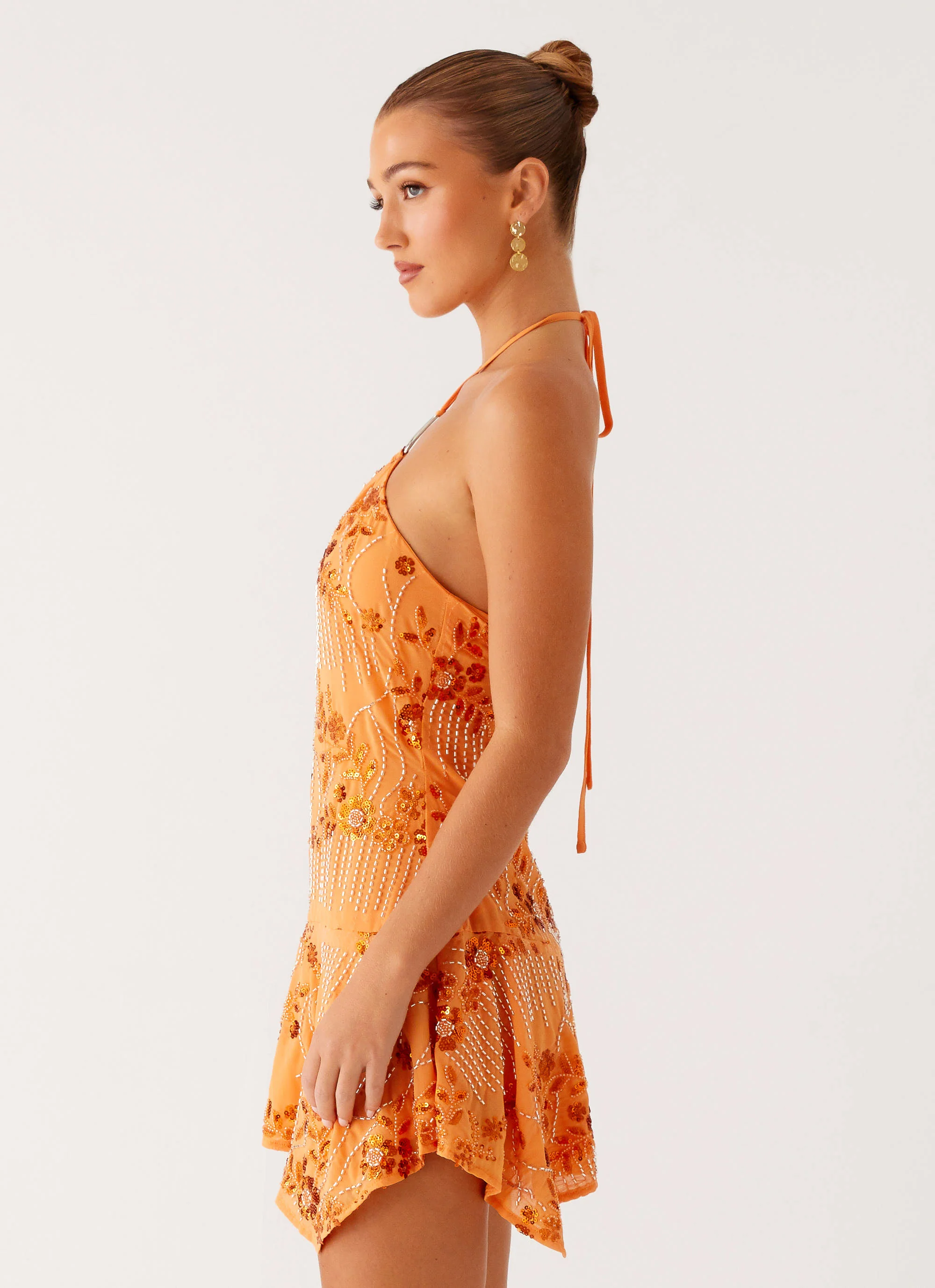 Ampolia Halter Mini Dress - Orange - Image 4