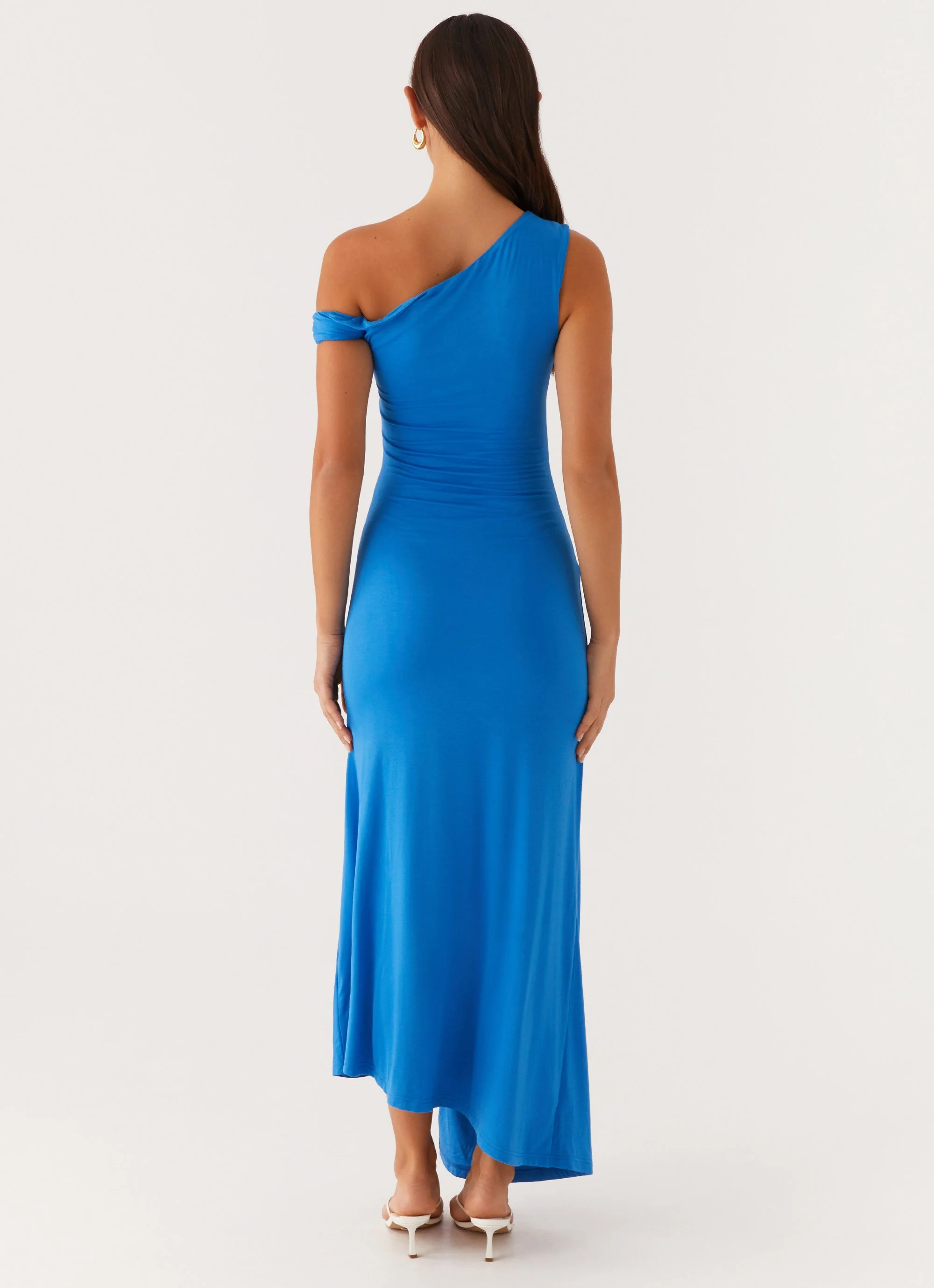 Anaya Ruched Asymmetrical Maxi Dress - Azure - Image 4