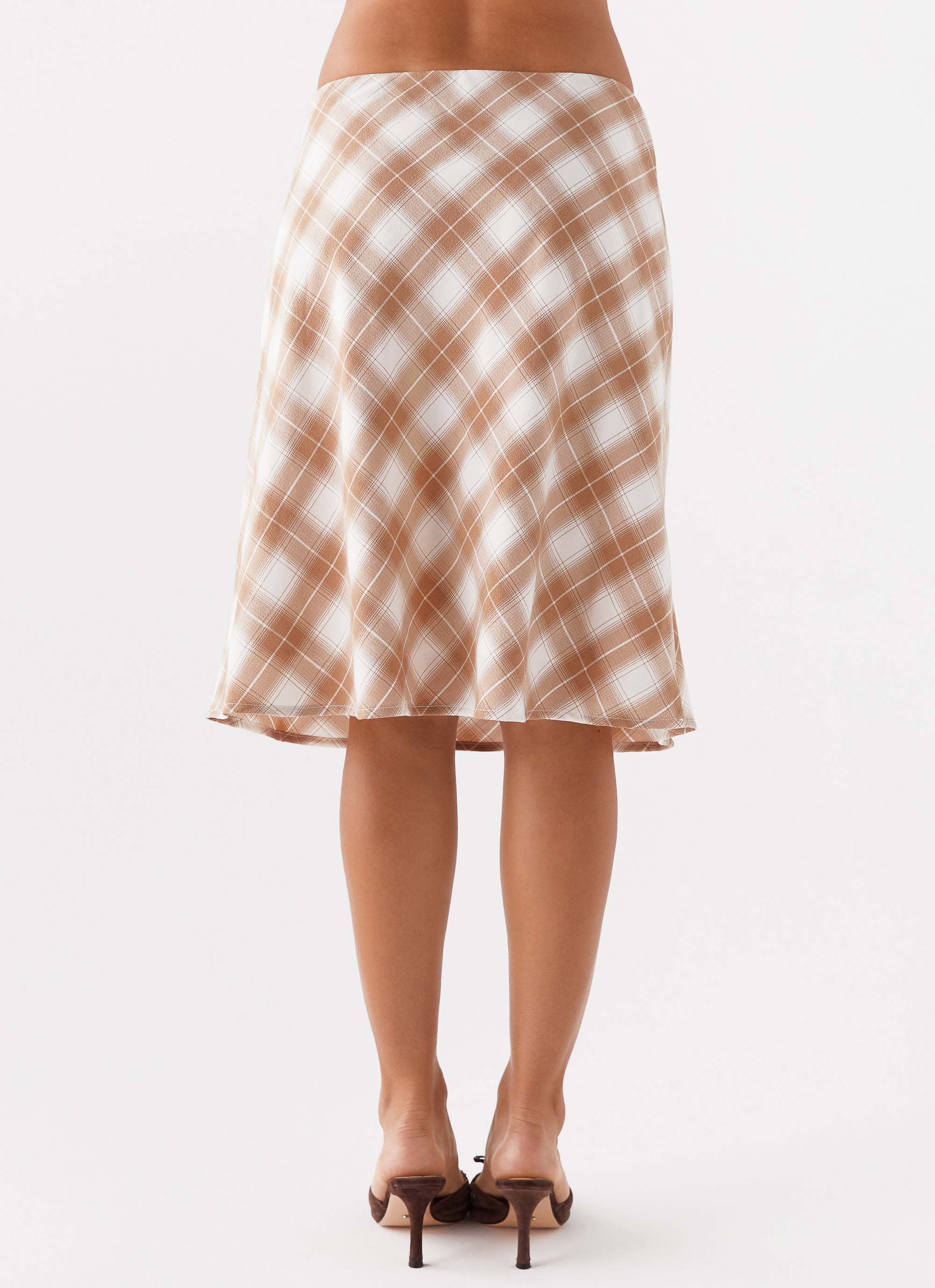 Andie Midi Skirt - Brown/White Plaid - Image 4