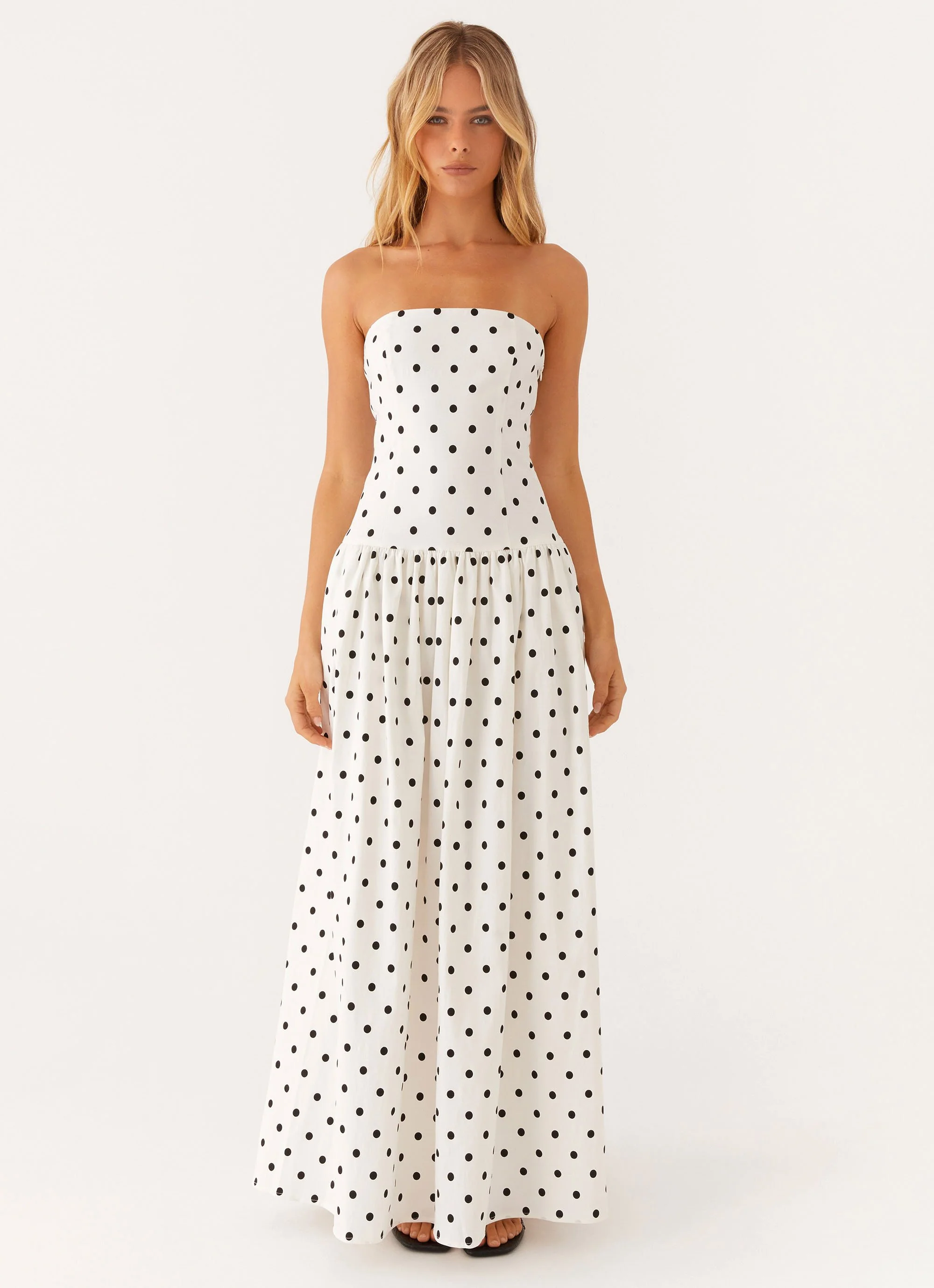 Andorra Maxi Dress - White Polkadot - Image 3