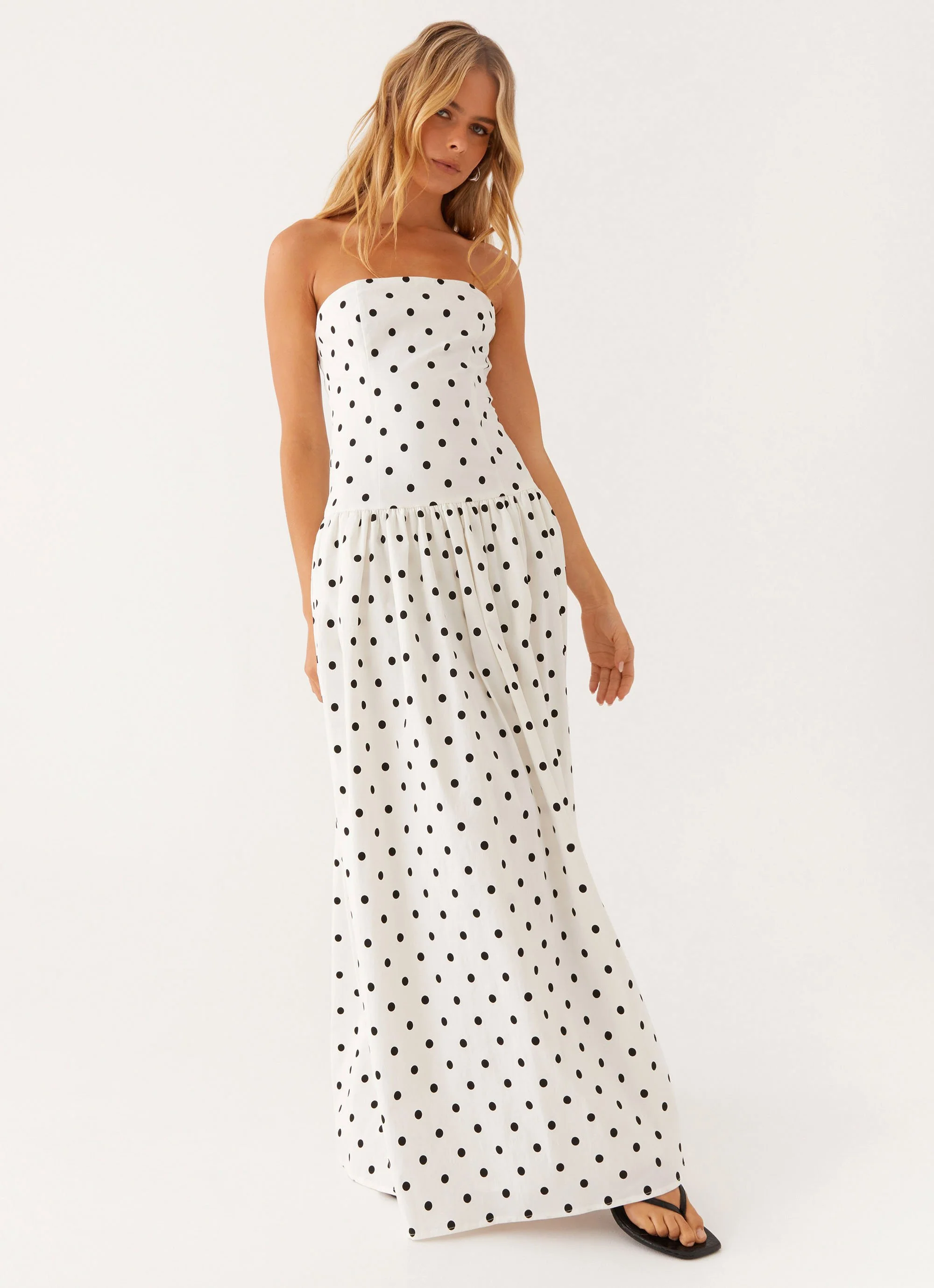 Andorra Maxi Dress - White Polkadot - Image 6