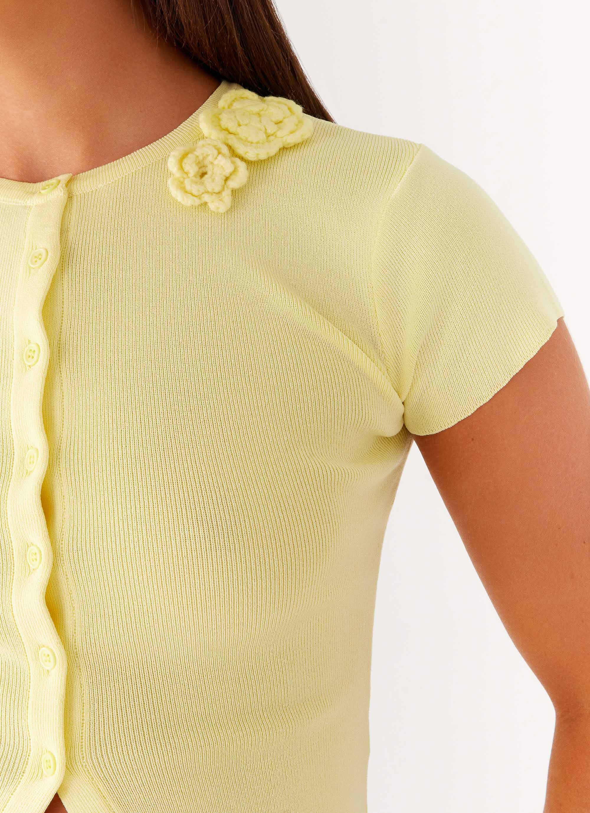 Angela Button Up Knit Top - Yellow - Image 6
