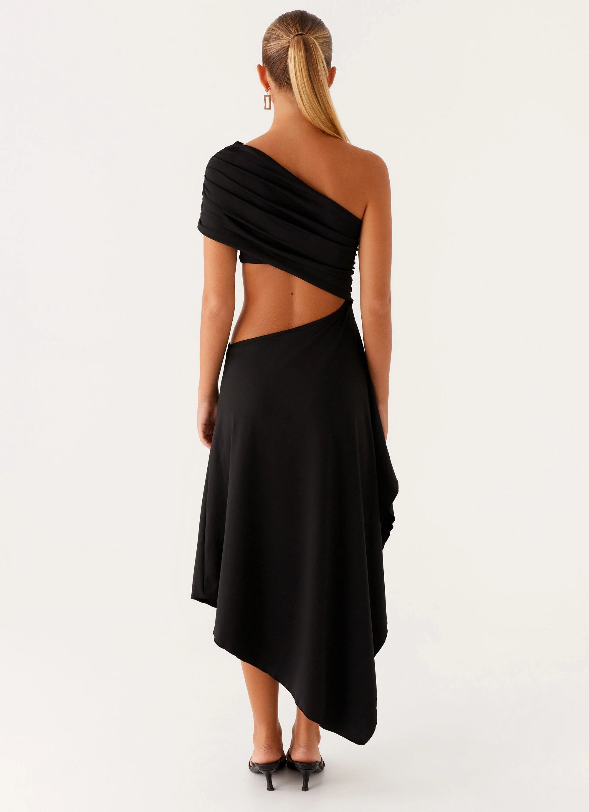 Angelina Asym Midi Dress - Black - Image 5