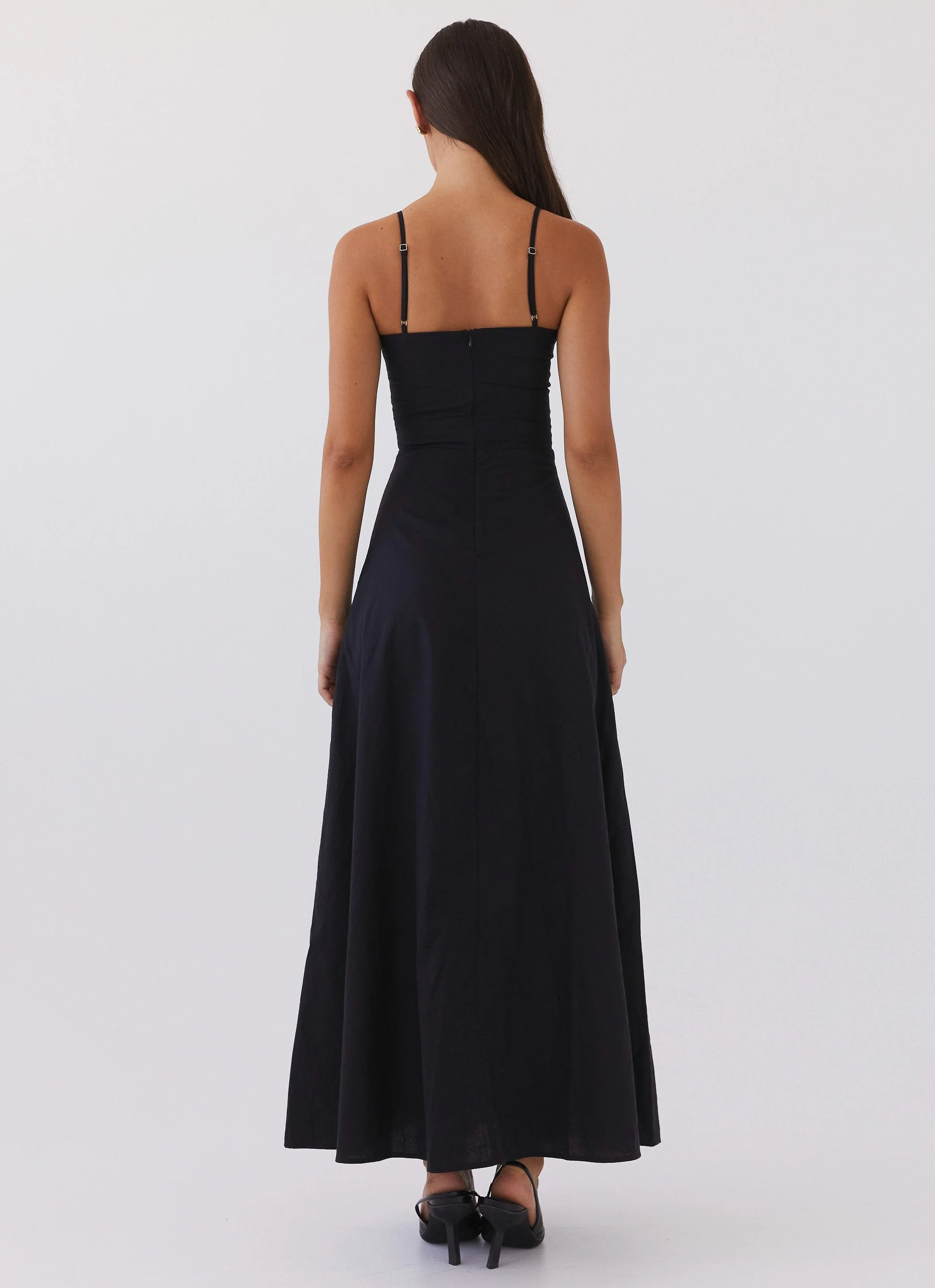 Angelina Linen Maxi Dress - Black - Image 4