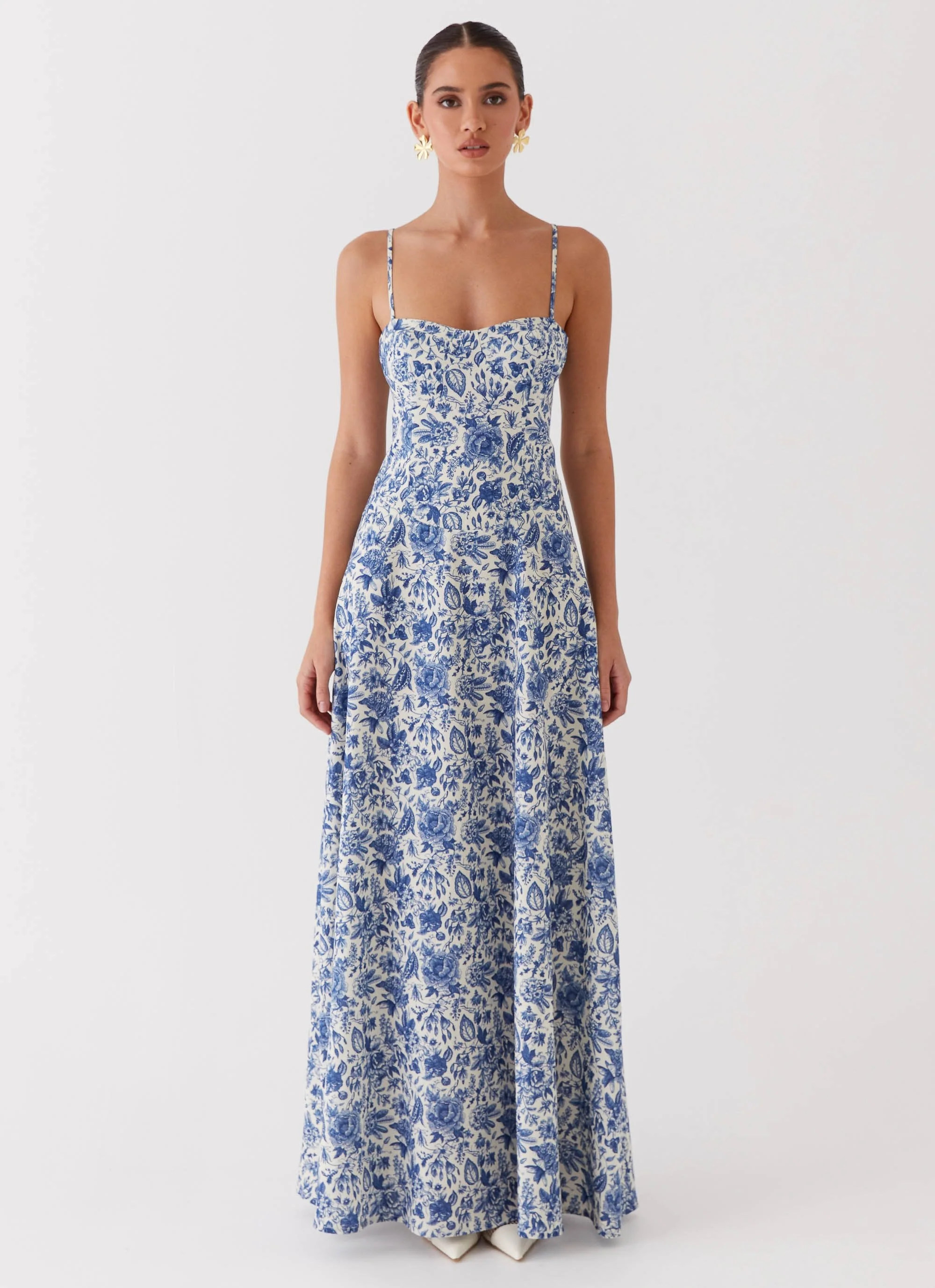 Angelina Linen Maxi Dress - Blue Paisley - Image 2