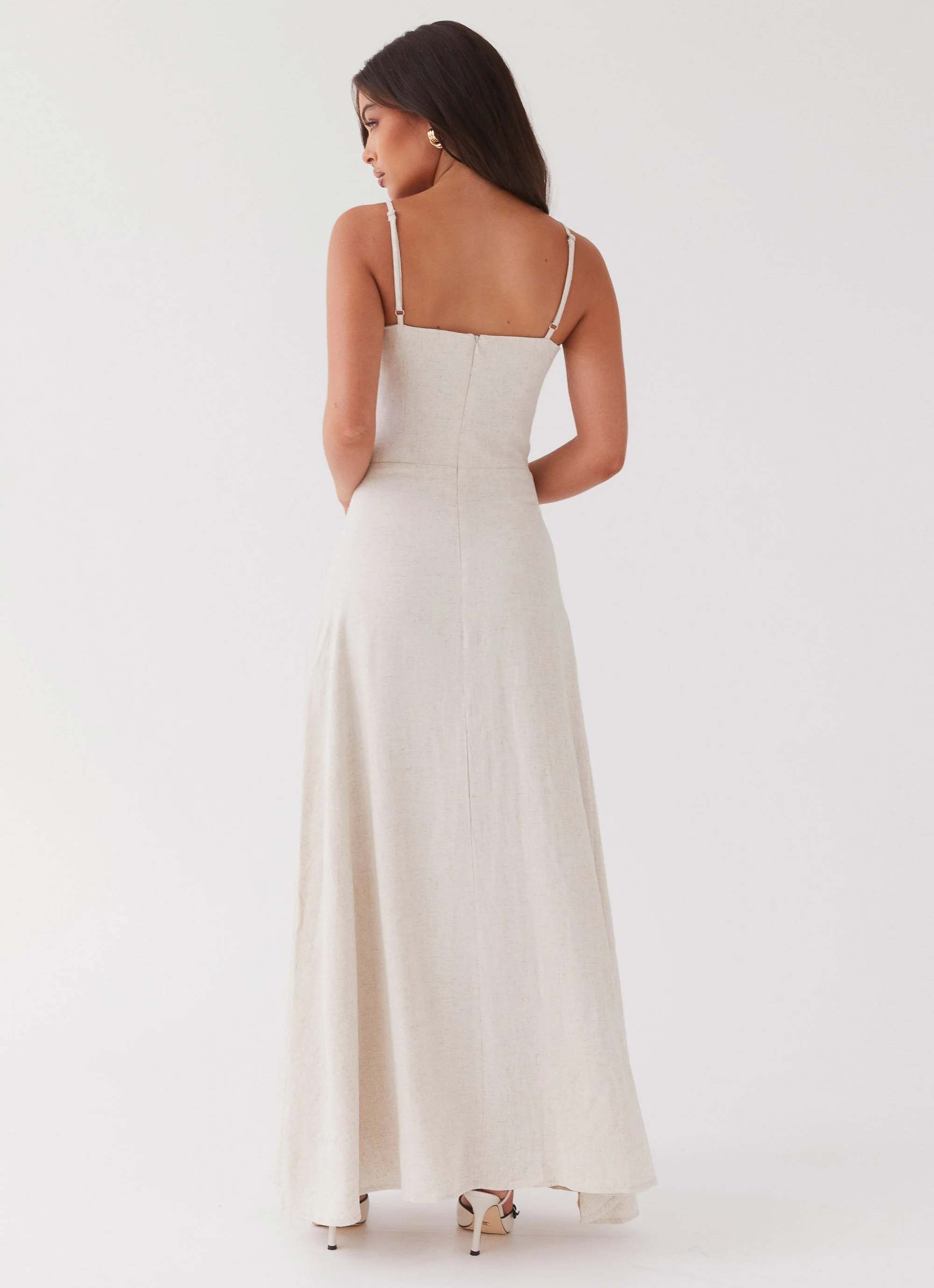 Angelina Linen Maxi Dress - Oatmeal - Image 4