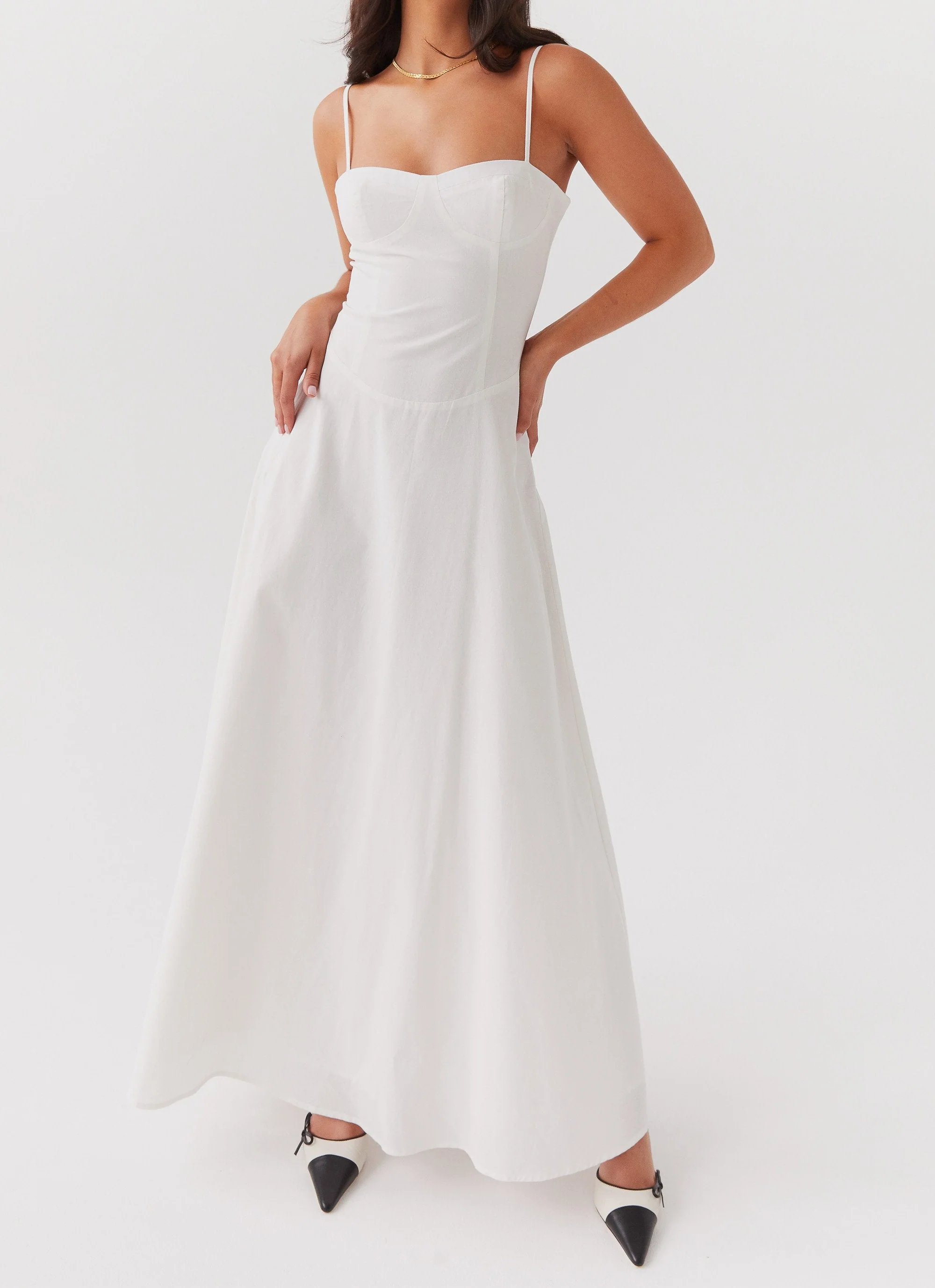 Angelina Linen Maxi Dress - White - Image 5