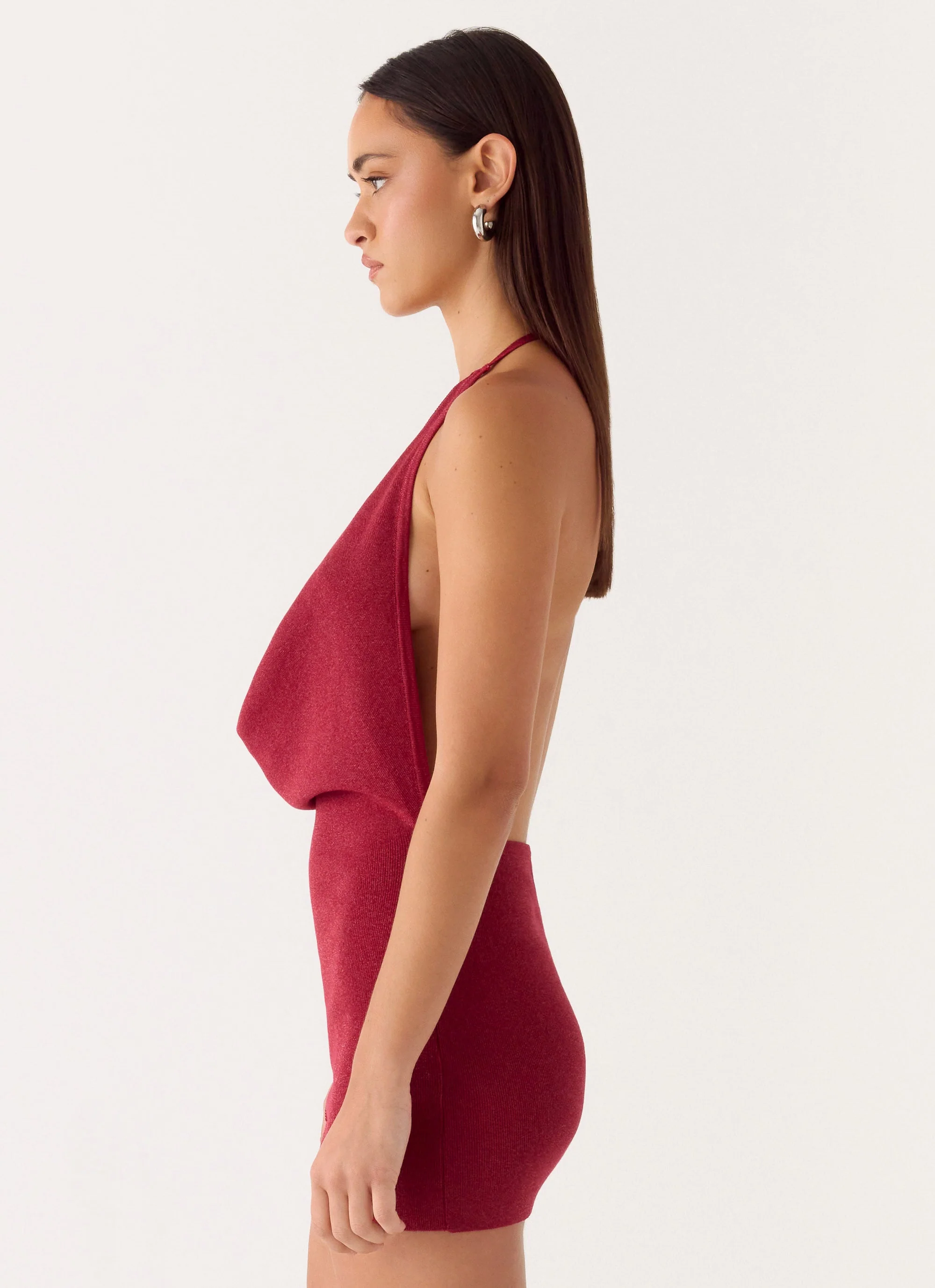Annalise Beaded Mini Dress - Wine - Image 3