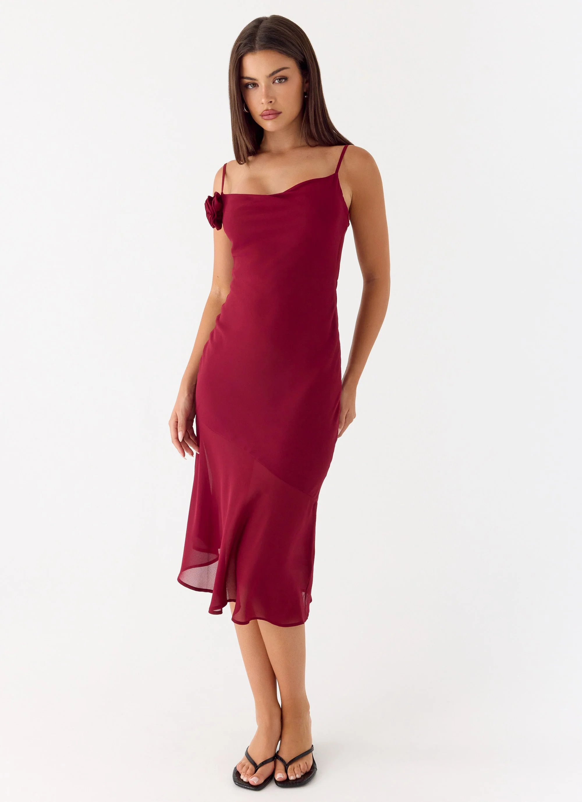 Anne Midi Dress - Deep Red - Image 6