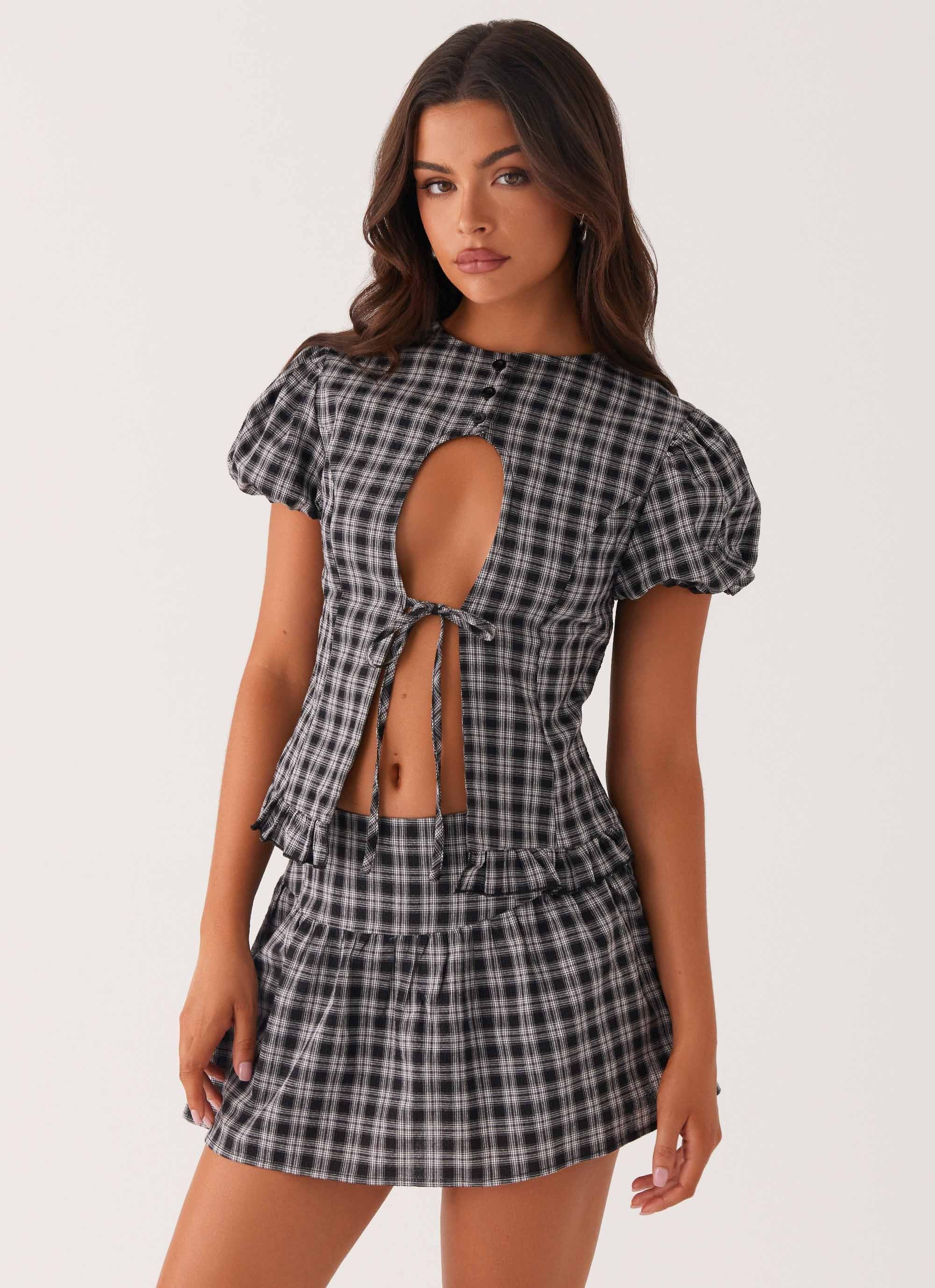 Annie Mini Skirt - White Black Check - Image 5