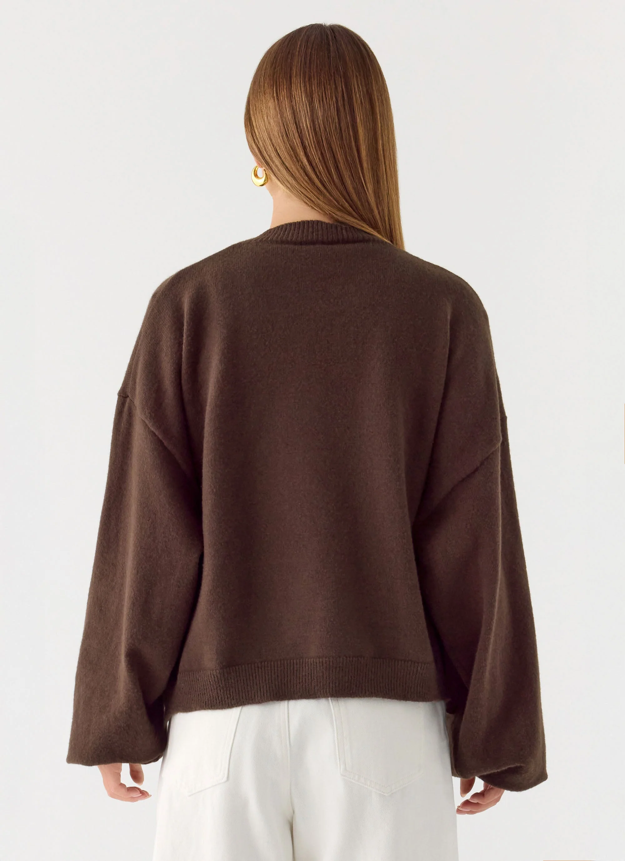 Annie One Button Cardigan - Chocolate - Image 3