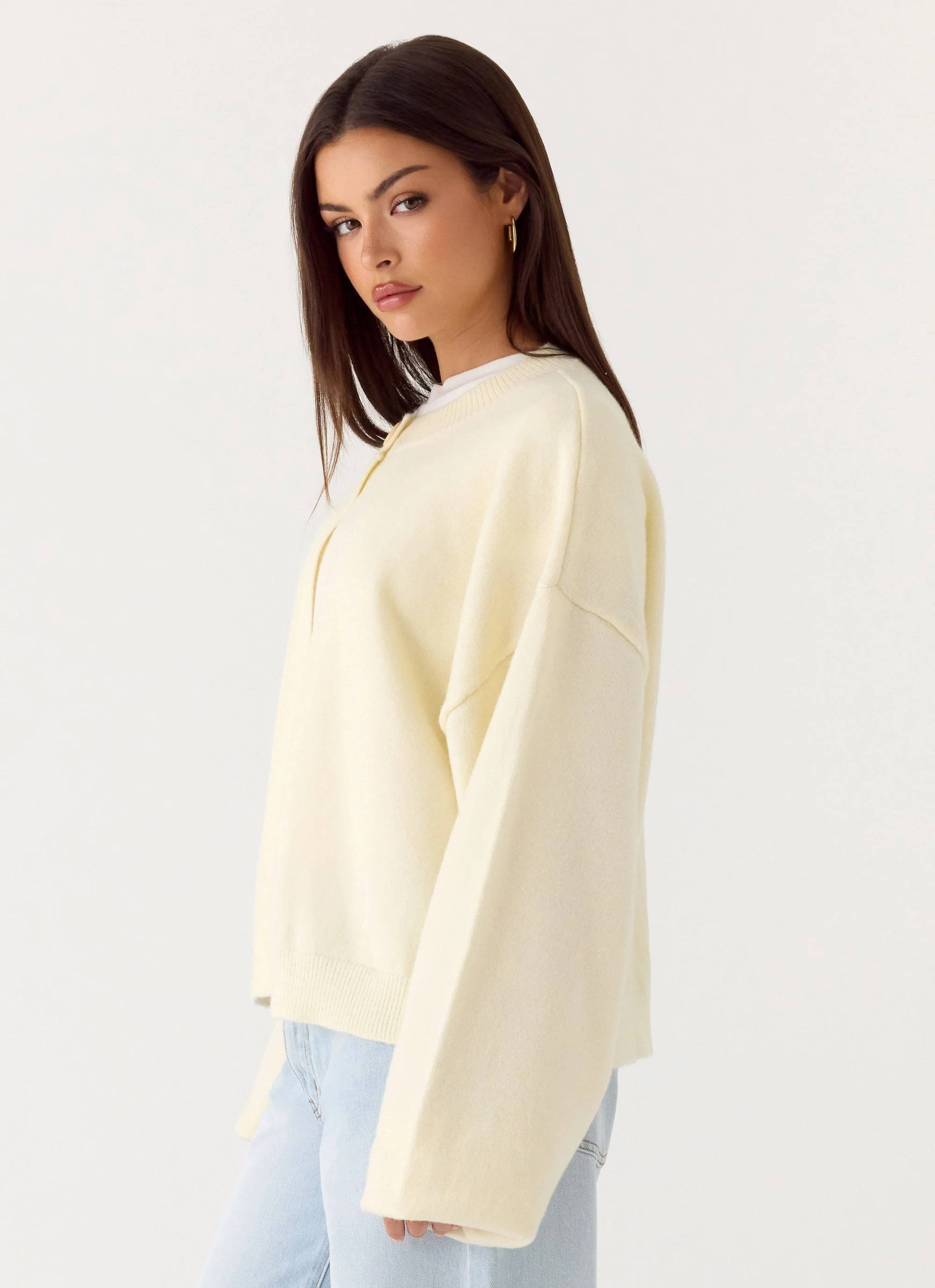 Annie One Button Cardigan - Ivory Cream - Image 2