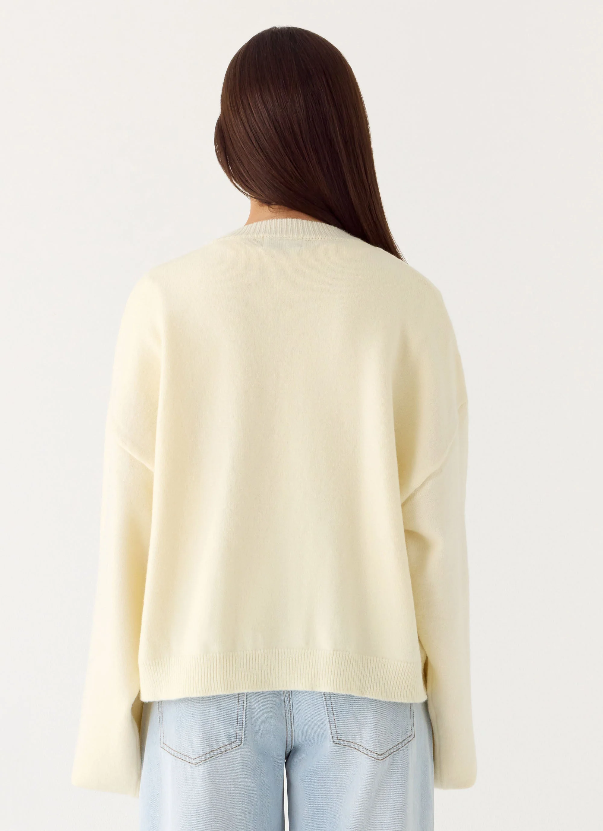 Annie One Button Cardigan - Ivory Cream - Image 3
