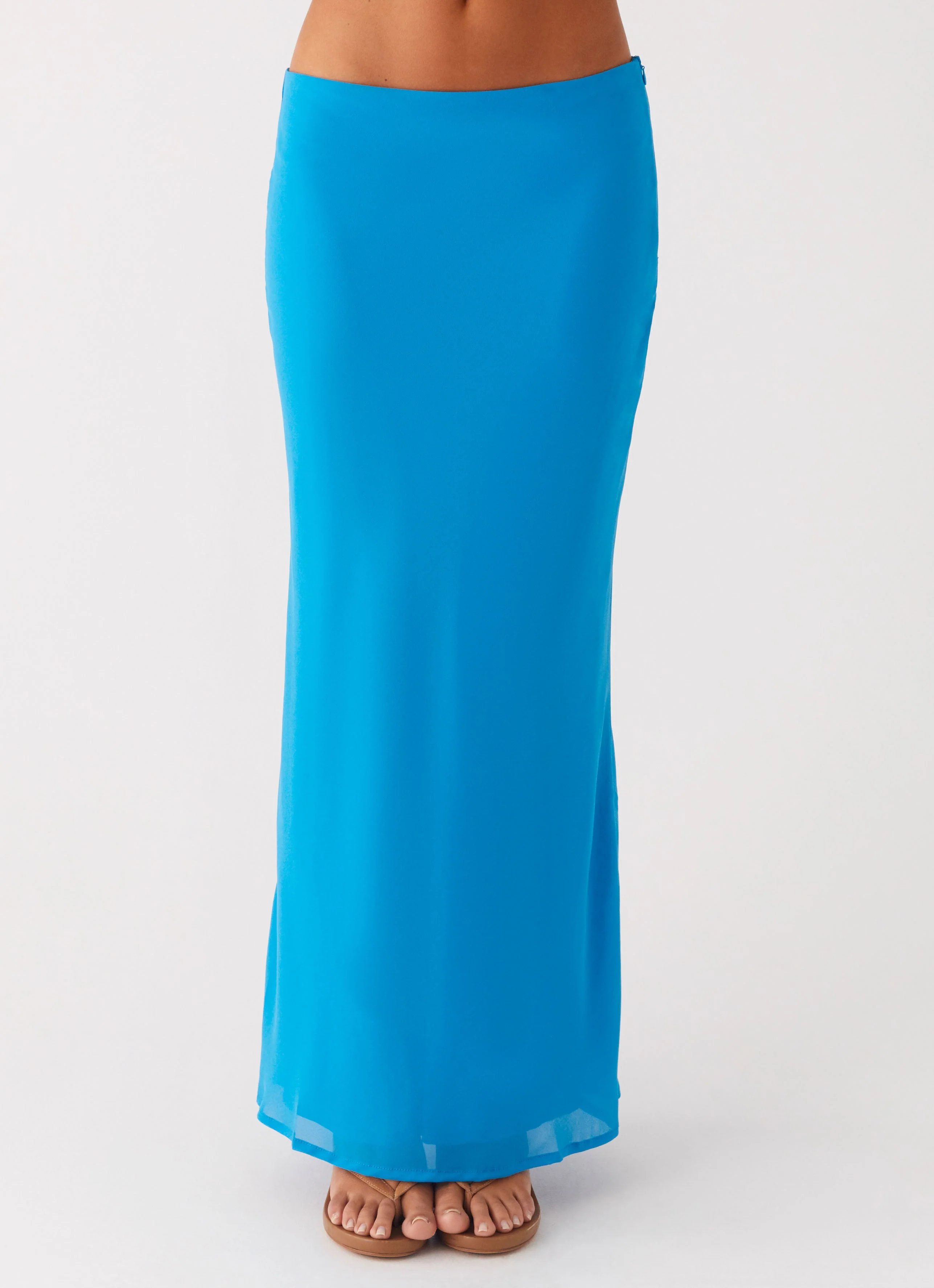 Another Life Chiffon Maxi Skirt - Turquoise - Image 2