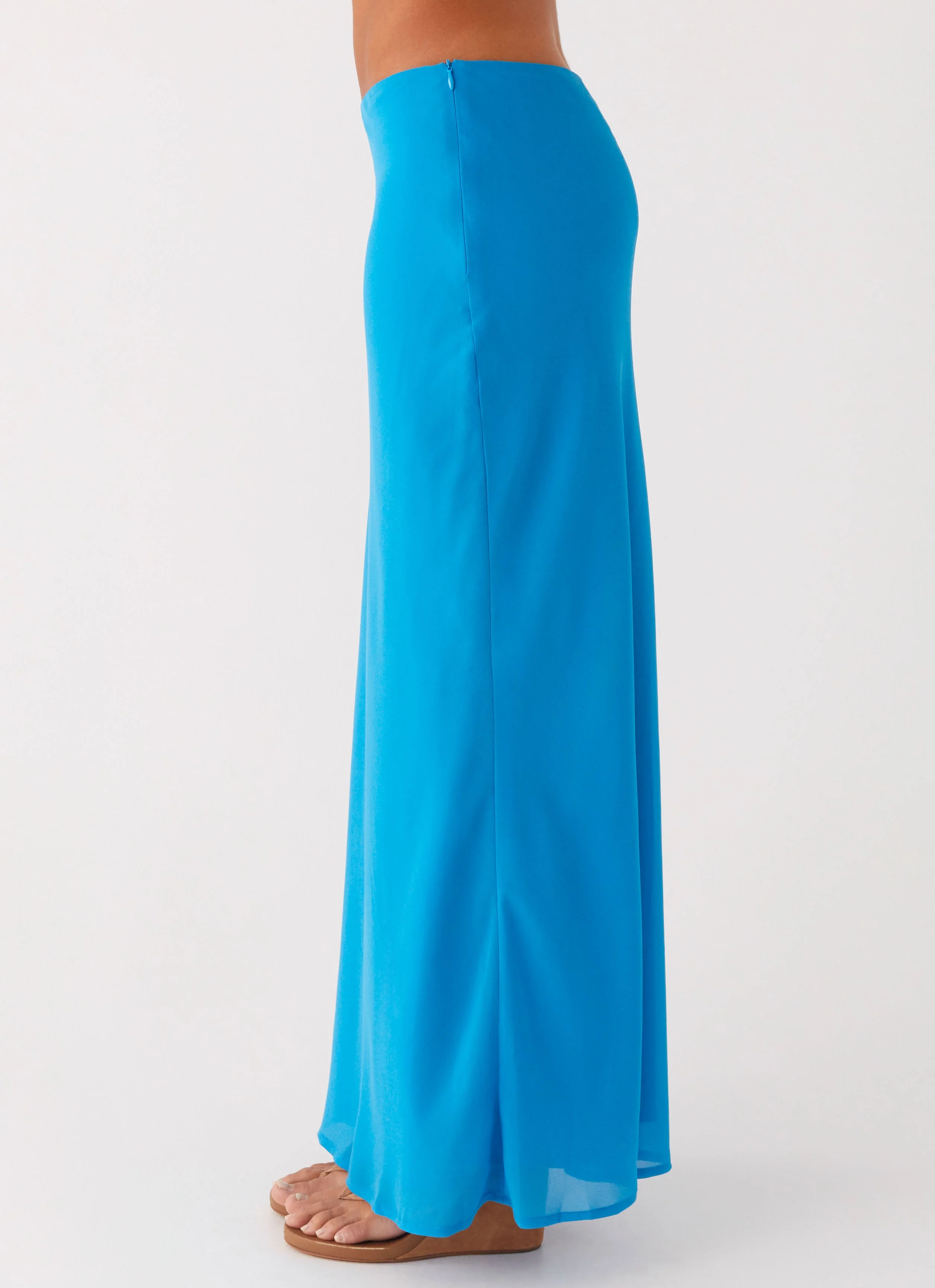 Another Life Chiffon Maxi Skirt - Turquoise - Image 3