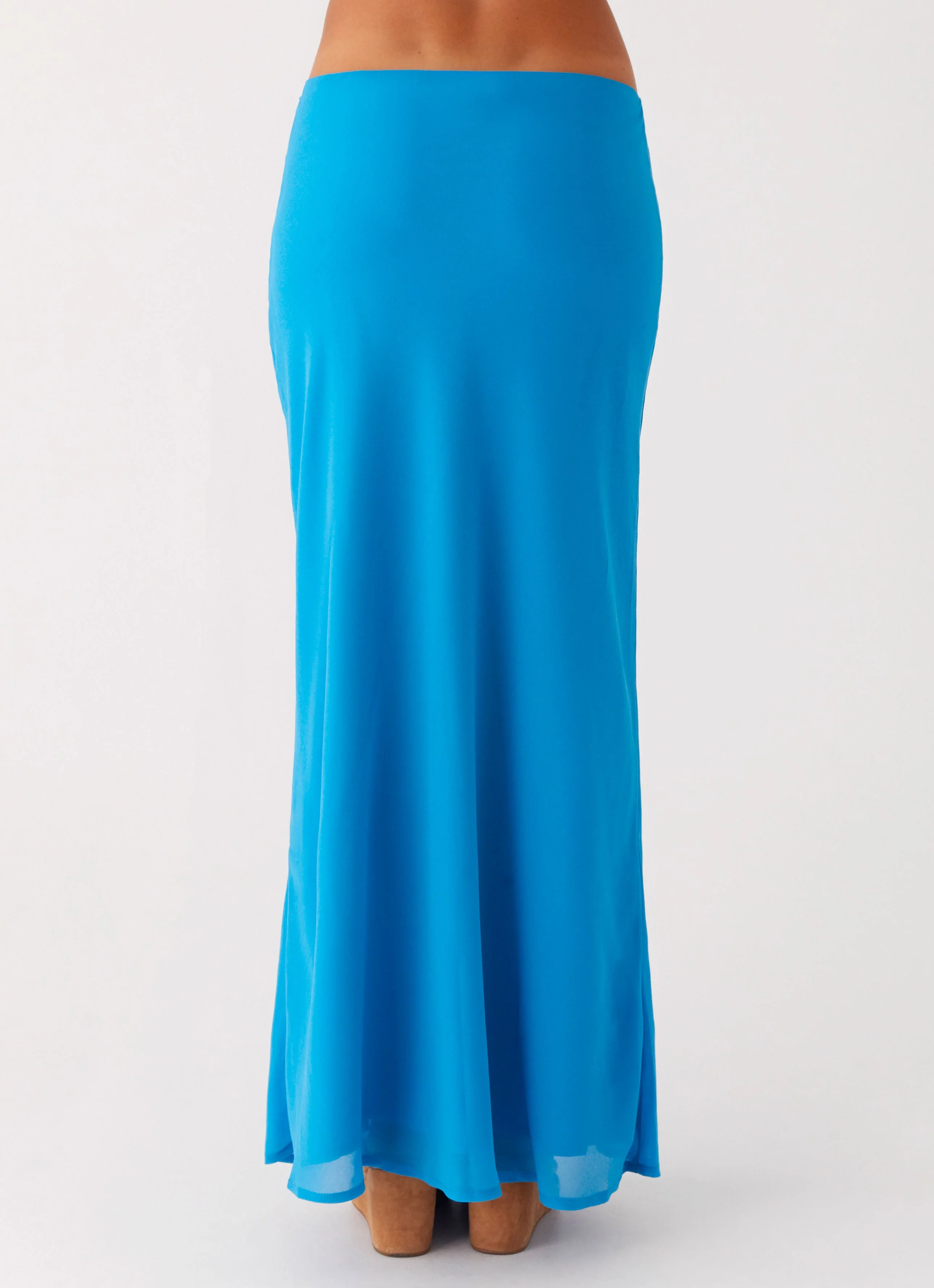 Another Life Chiffon Maxi Skirt - Turquoise - Image 4