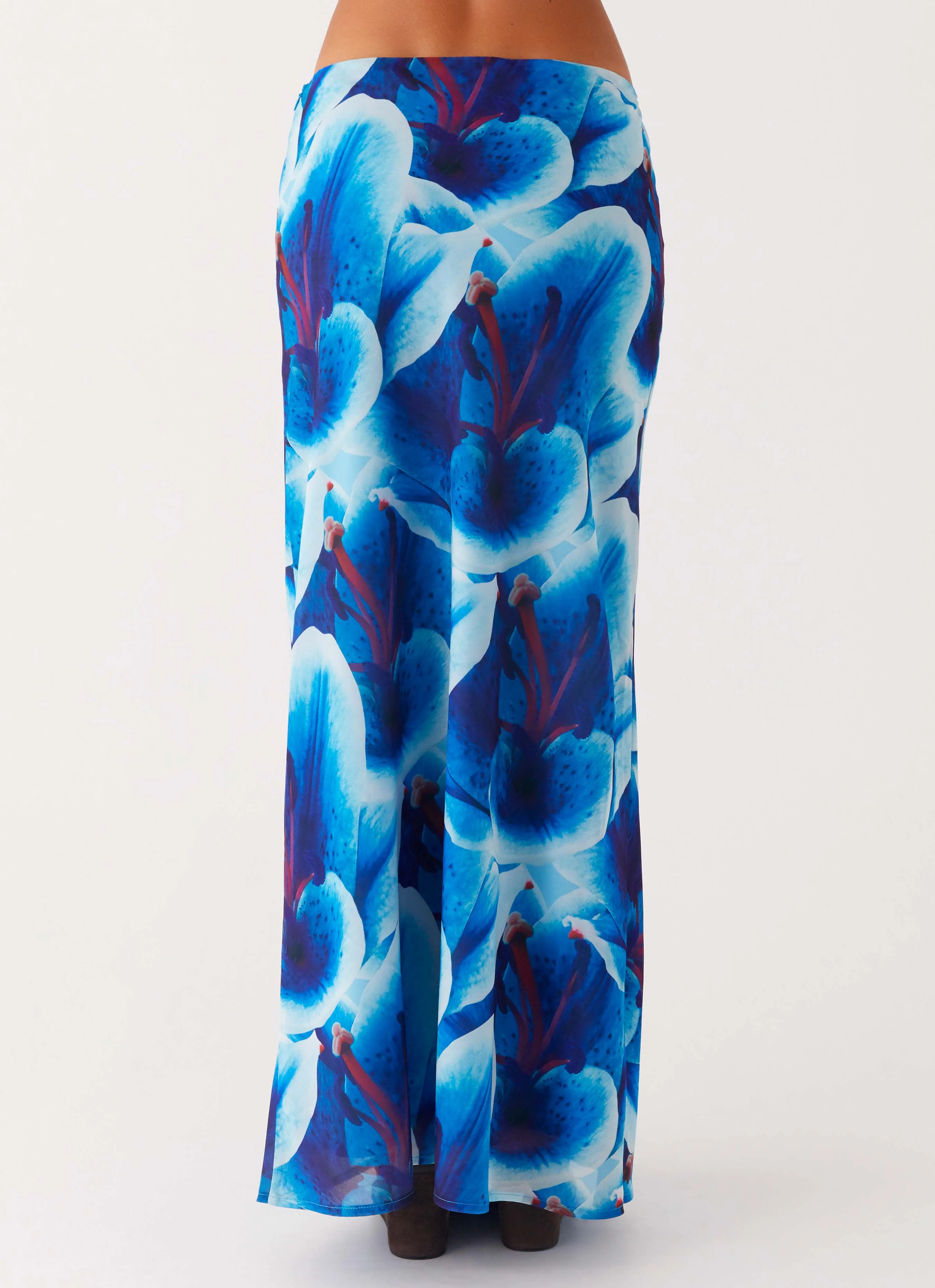 Another Life Chiffon Maxi Skirt - Turquoise Floral - Image 4