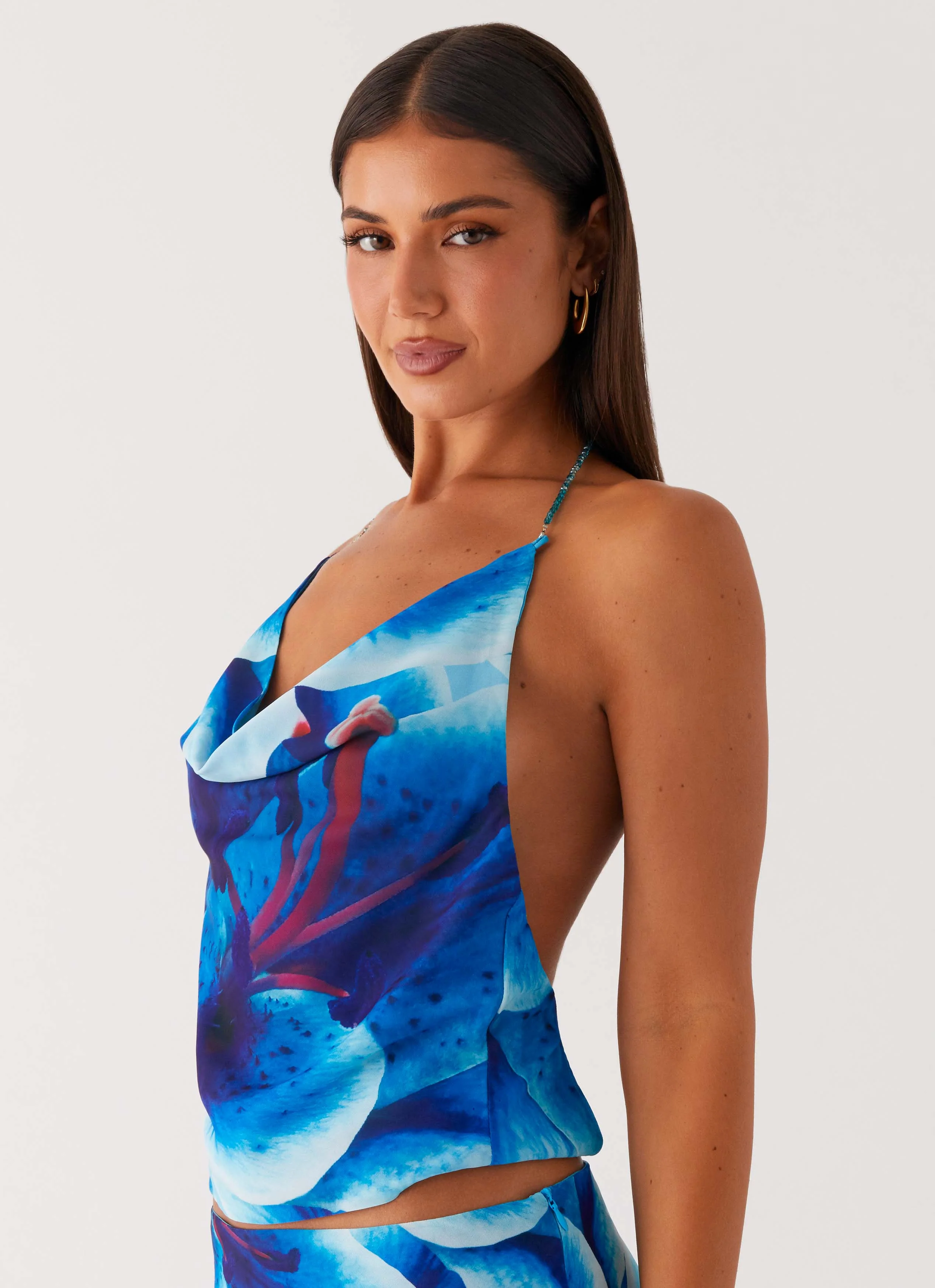 Another Life Halter Top - Turquoise Floral - Image 6