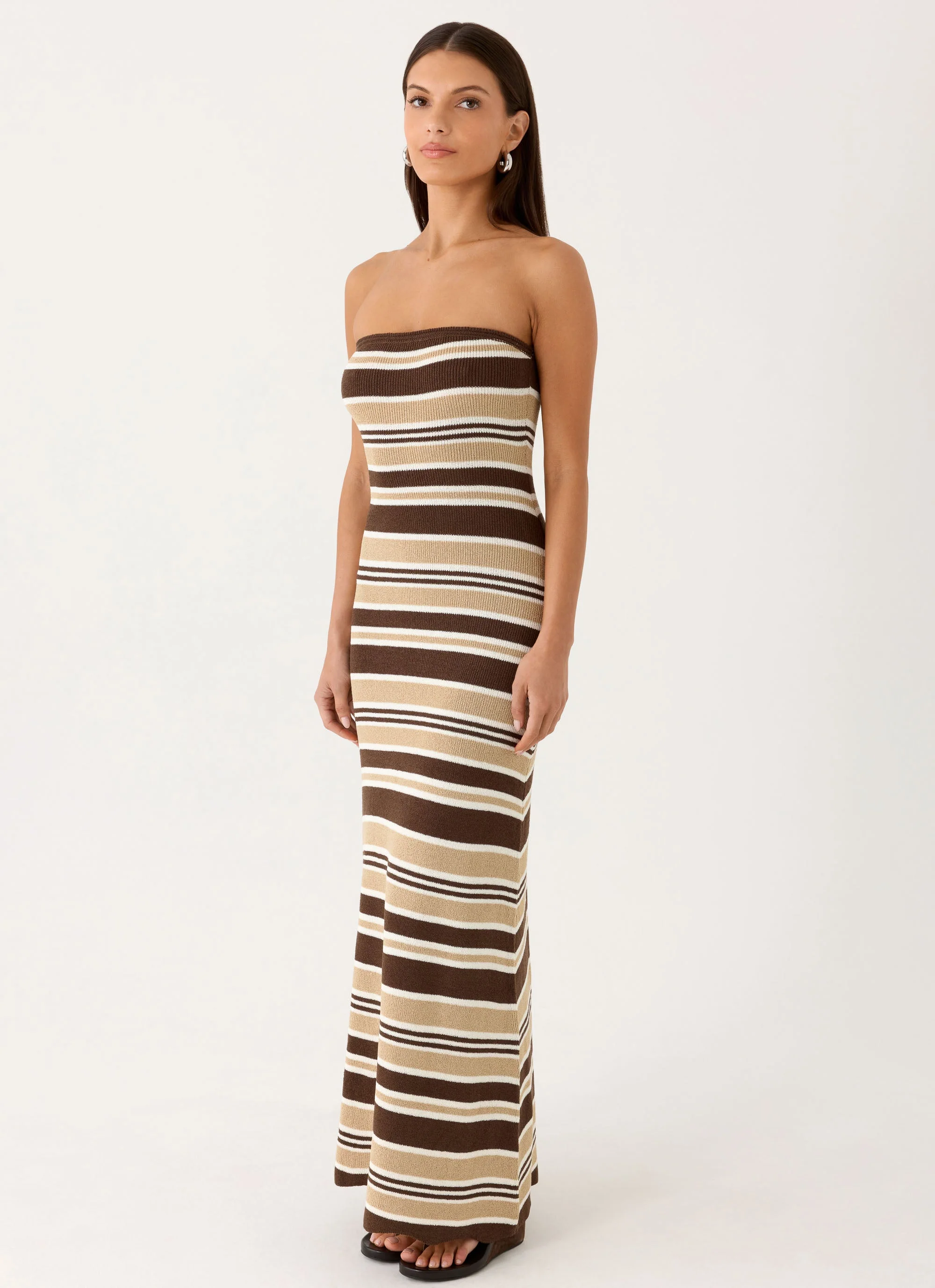 Antonie Knit Maxi Dress - Chocolate Olive Stripe - Image 4