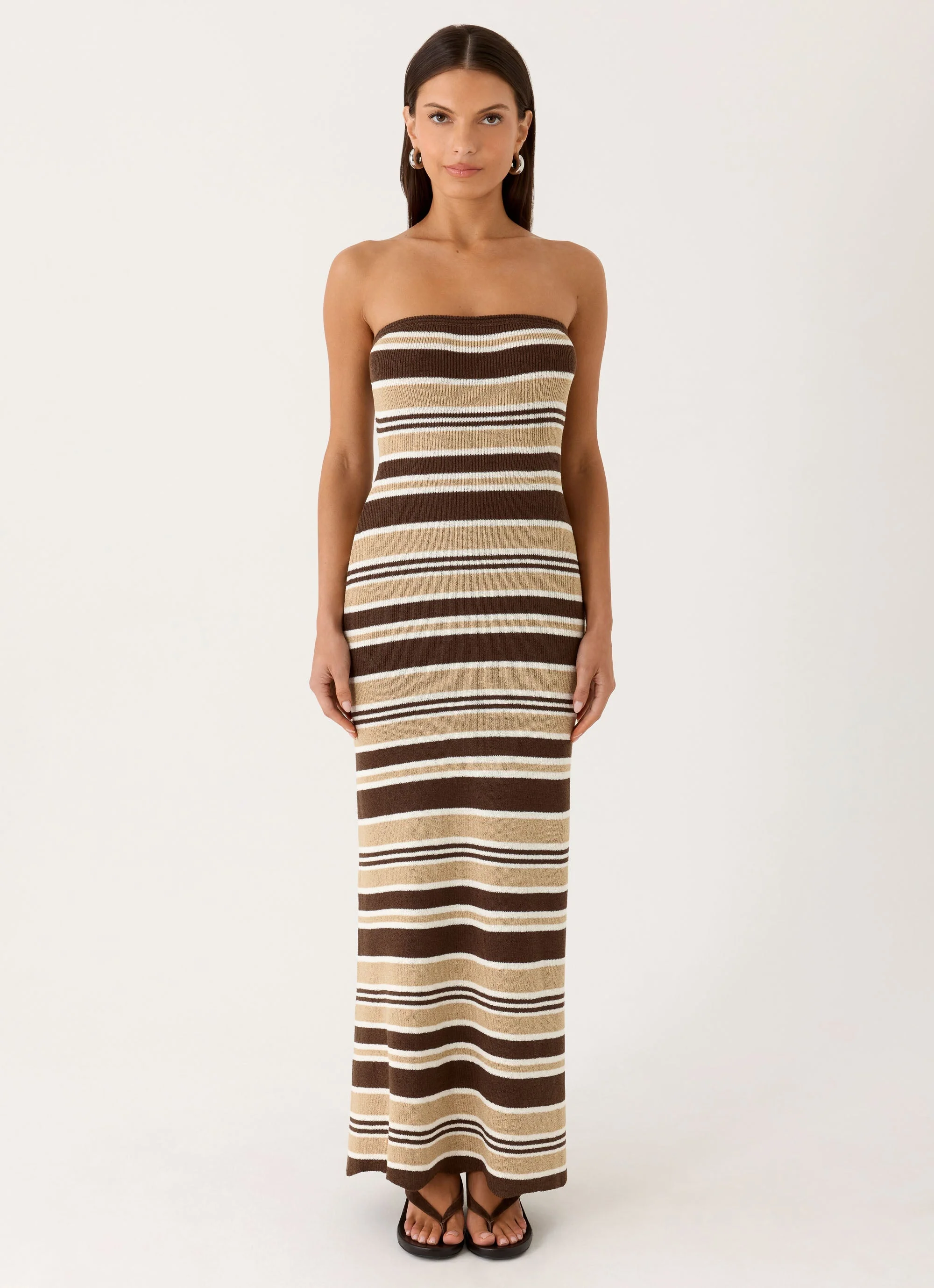 Antonie Knit Maxi Dress - Chocolate Olive Stripe - Image 5