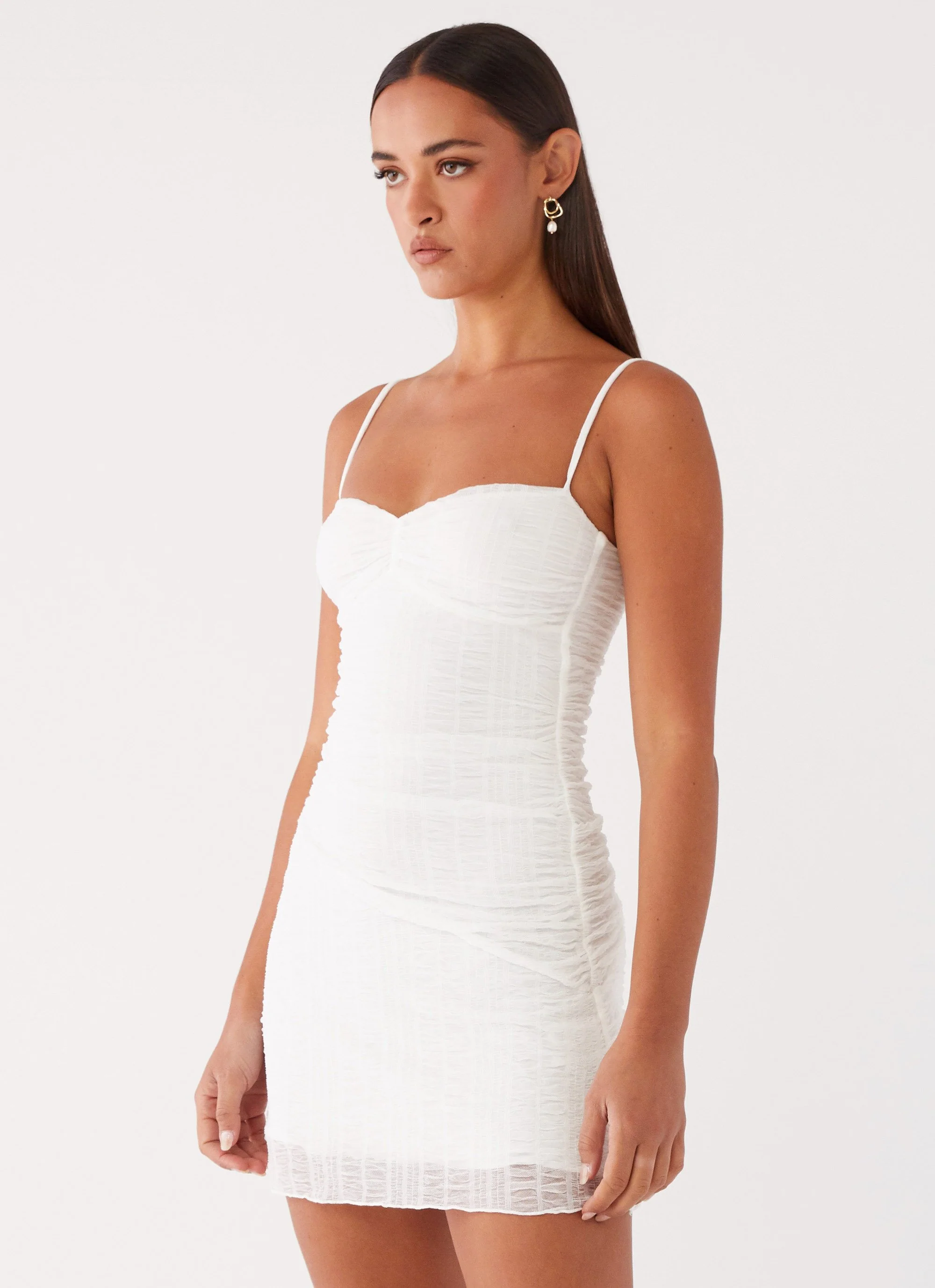Arden Mesh Mini Dress - White - Image 6