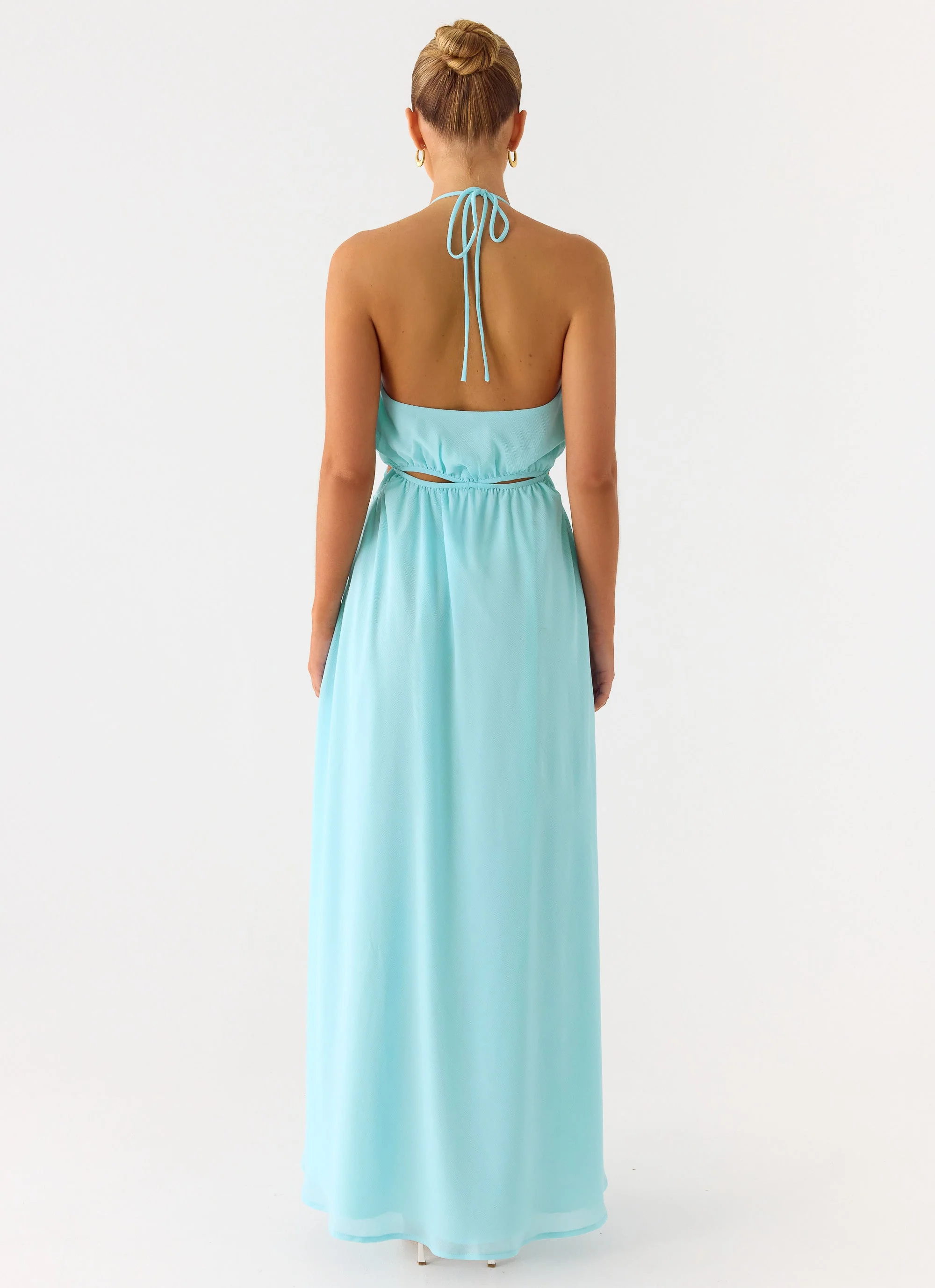 Ardenzelle Chiffon Halter Neck Maxi Dress - Turquoise - Image 4
