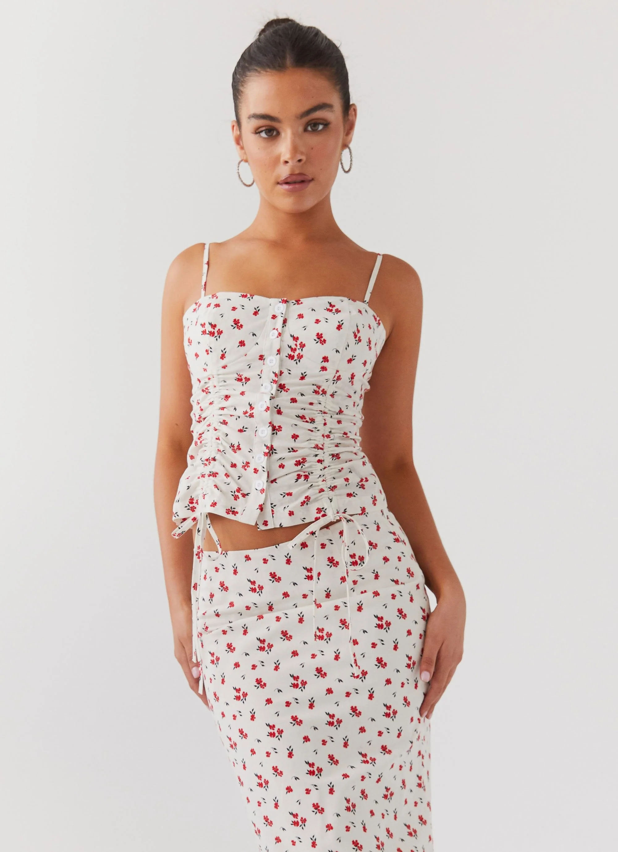 Ariana Linen Bustier Top - Poppy Floral - Image 5