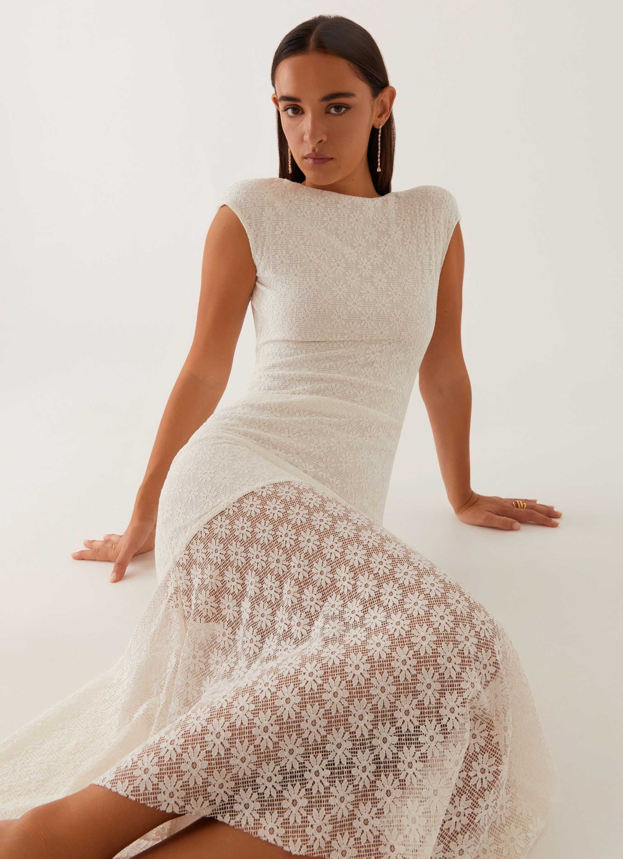 Arielle Open Back Midi Dress - White - Image 5