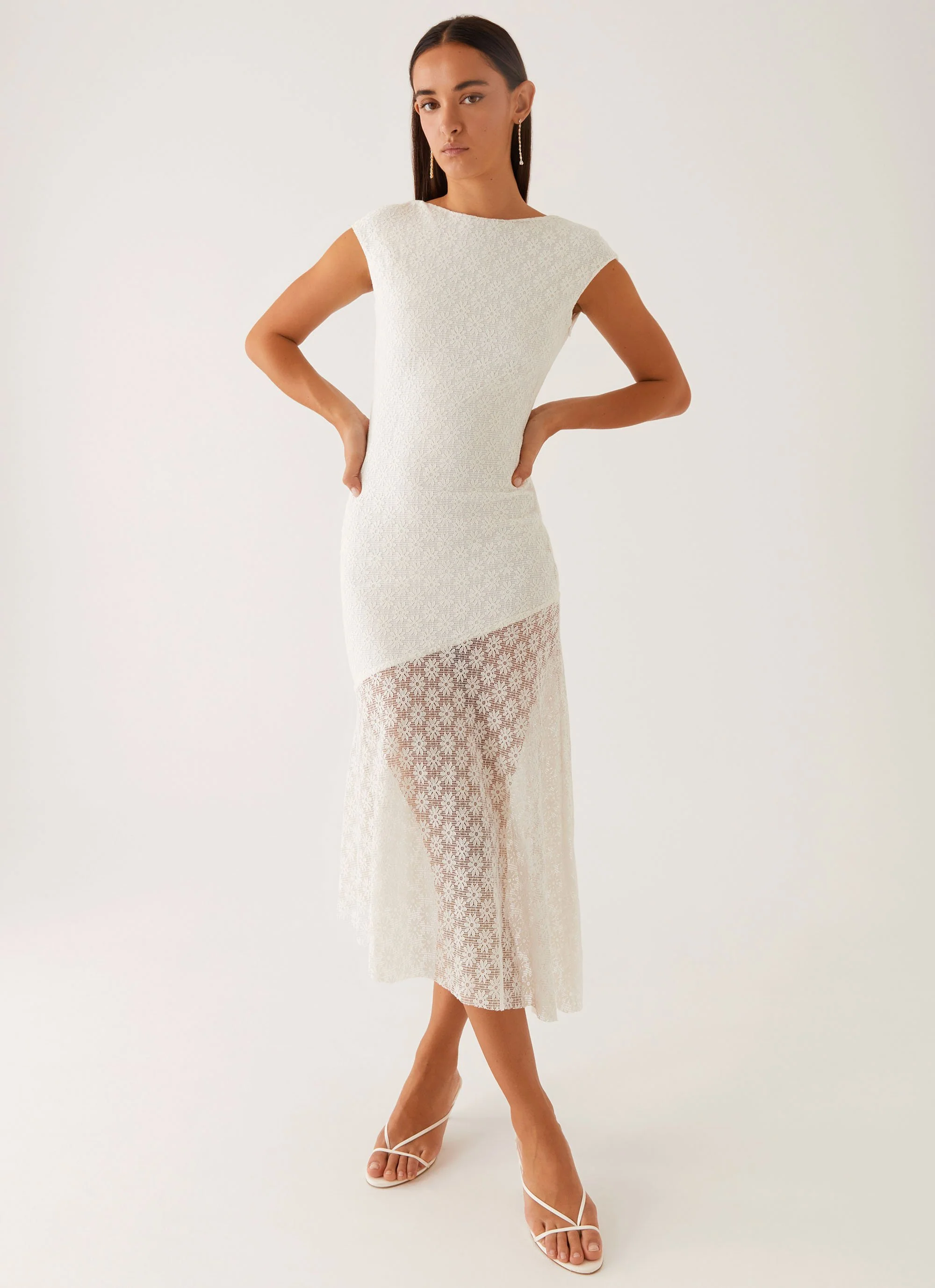 Arielle Open Back Midi Dress - White - Image 6